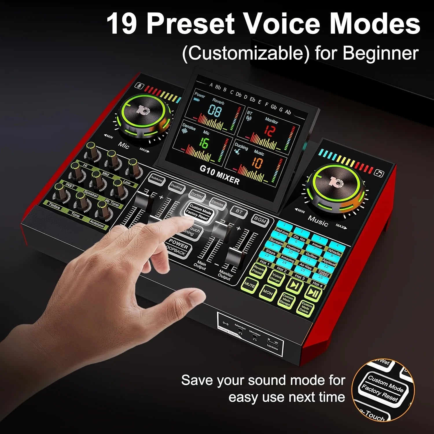 Tenlamp G10 Podcast Microphone Bundle with Live Sound Card Audio Mixer, Voice Changer DJ Effects XLR 3.5mm Interface for PC Smartphone Gaming Streaming Recording YouTube Studio Vlog