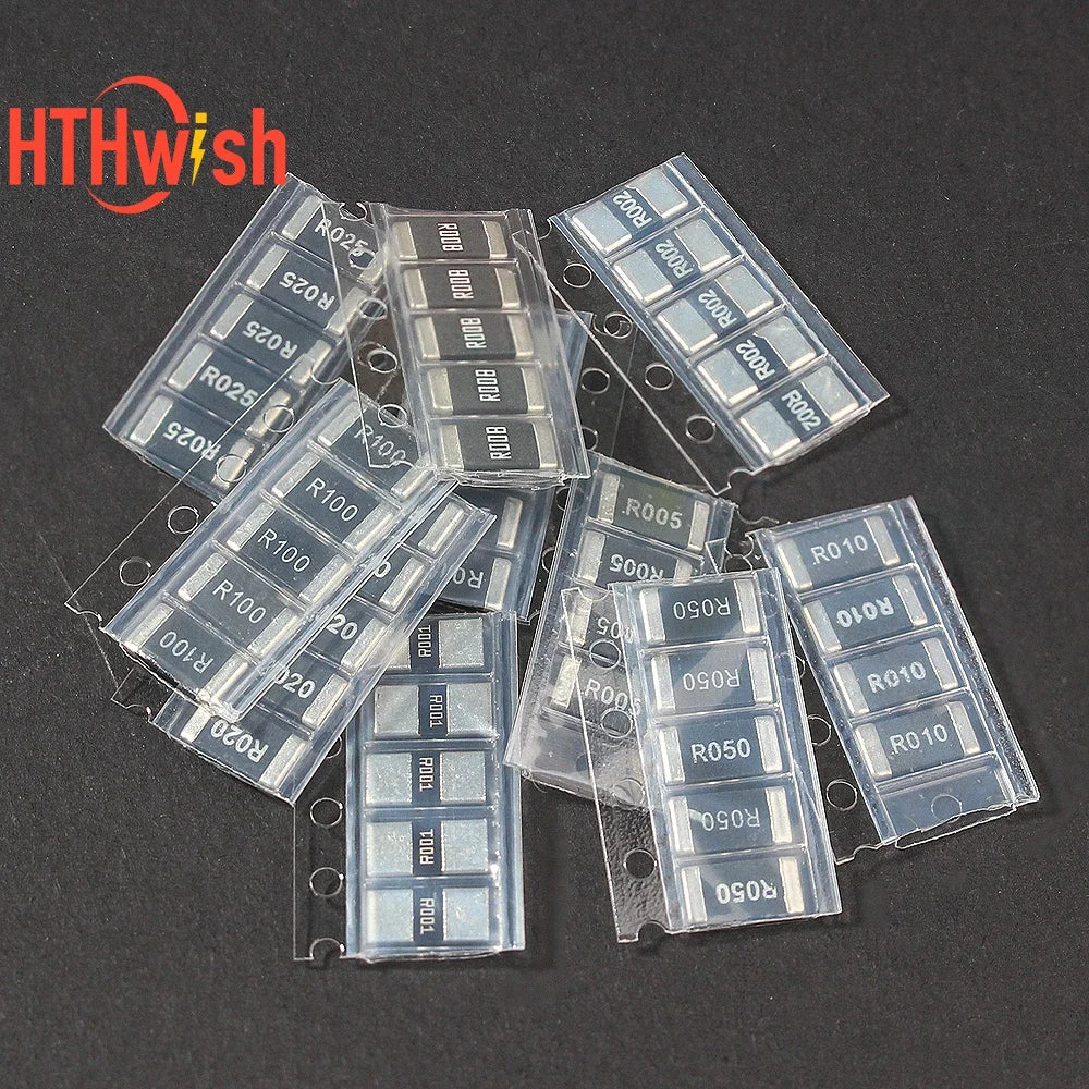 50PCS/lot  2512 SMD Resistor set 1% Alloy Resistance Assorted Kit R002 R005 R008 R010 R015 R020 R025 R050 R100