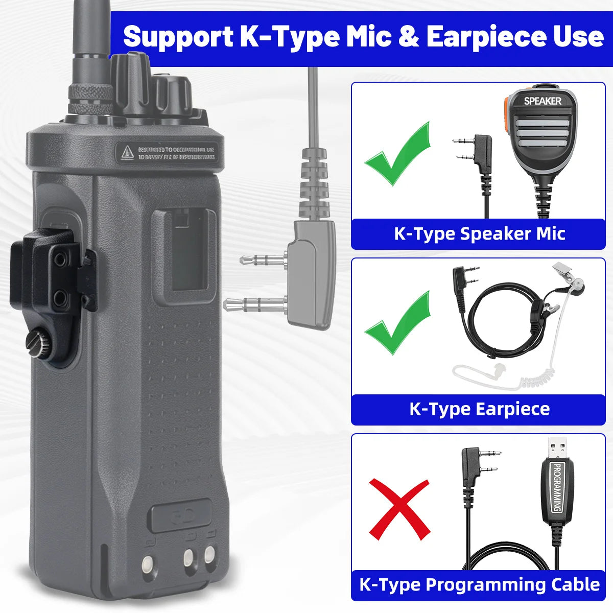 BAJETON BJ-9000 Walkie Talkie Audio Adapter Replacement Earpiece&MIC 2 Pin Connector for Radtel RT 950Pro BJ-9000 RTD TP 900PRO