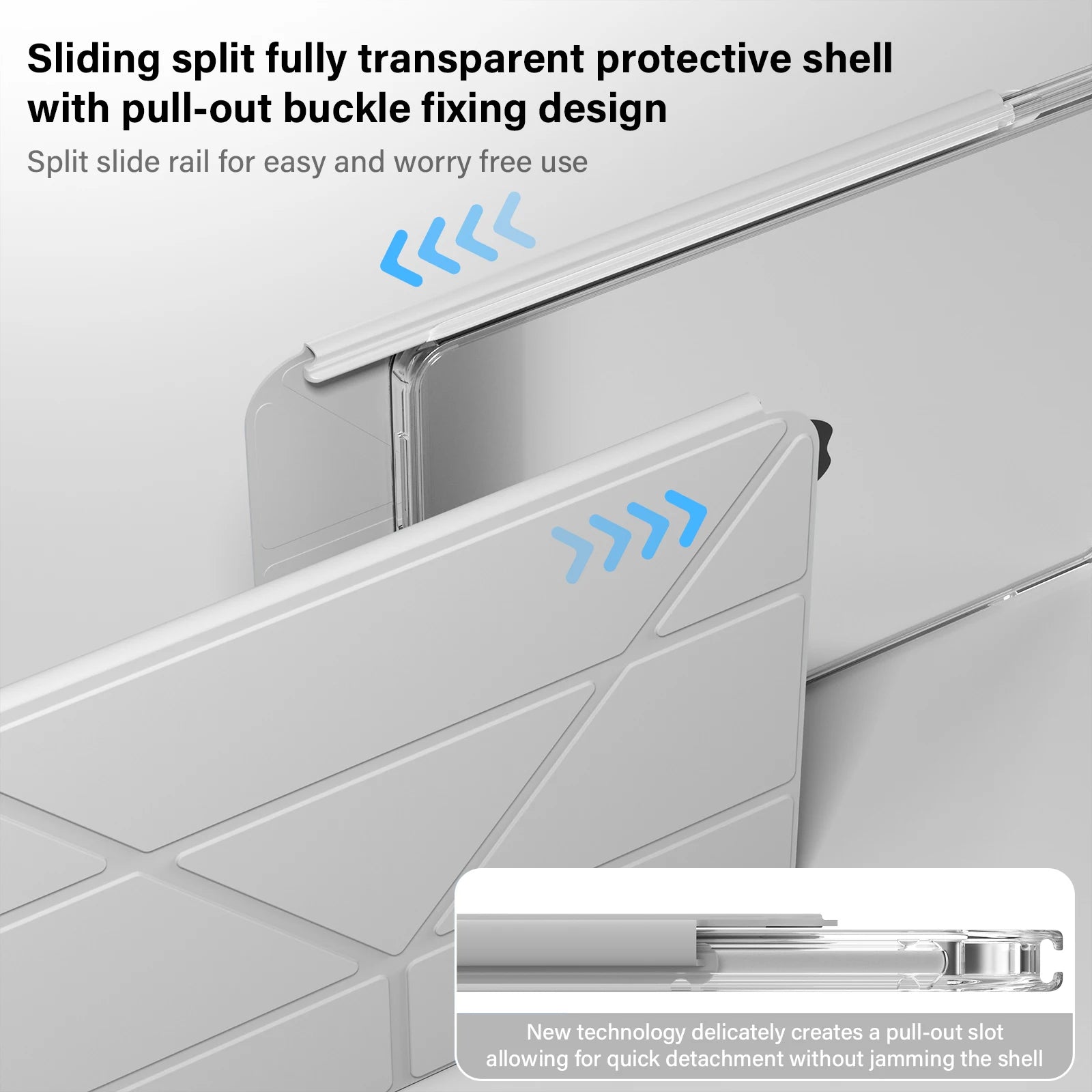 ZOYU For iPad for iPad Pro 11 12.9 Sliding Detachable Acrylic Cover,for iPad 10th 10.9 Air 11 Air 4/5 10.2 7/8/9 th mini 6 Case