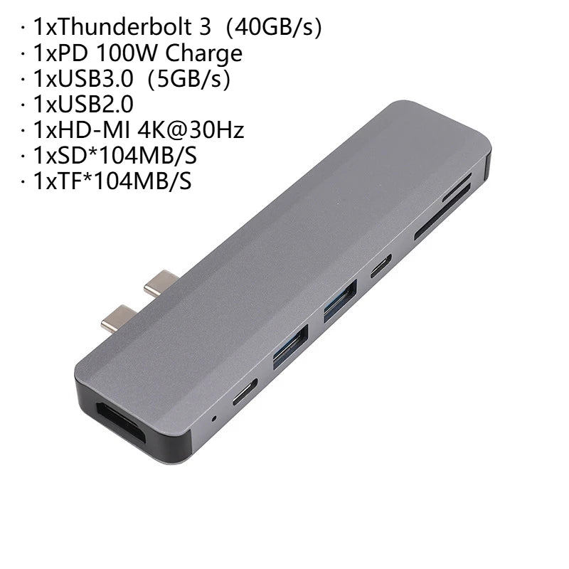 USB 3.1 Type-C Hub to HDMI Adapter 4K Thunderbolt 3 USB C Hub 3.0 TF SD Reader Slot PD For MacBook Air 13 15 Pro 14 M4 M3 M2 M1