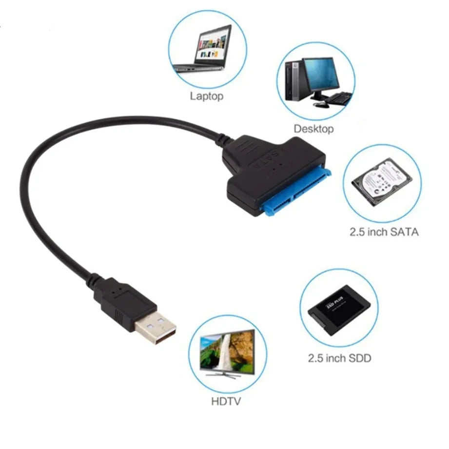 USB SATA Cable SATA To USB 3.0 / 2.0 /TYPE-C Adapter Support 2.5Inch External SSD HDD Hard Drive 22 Pin Sata Cable Adapter