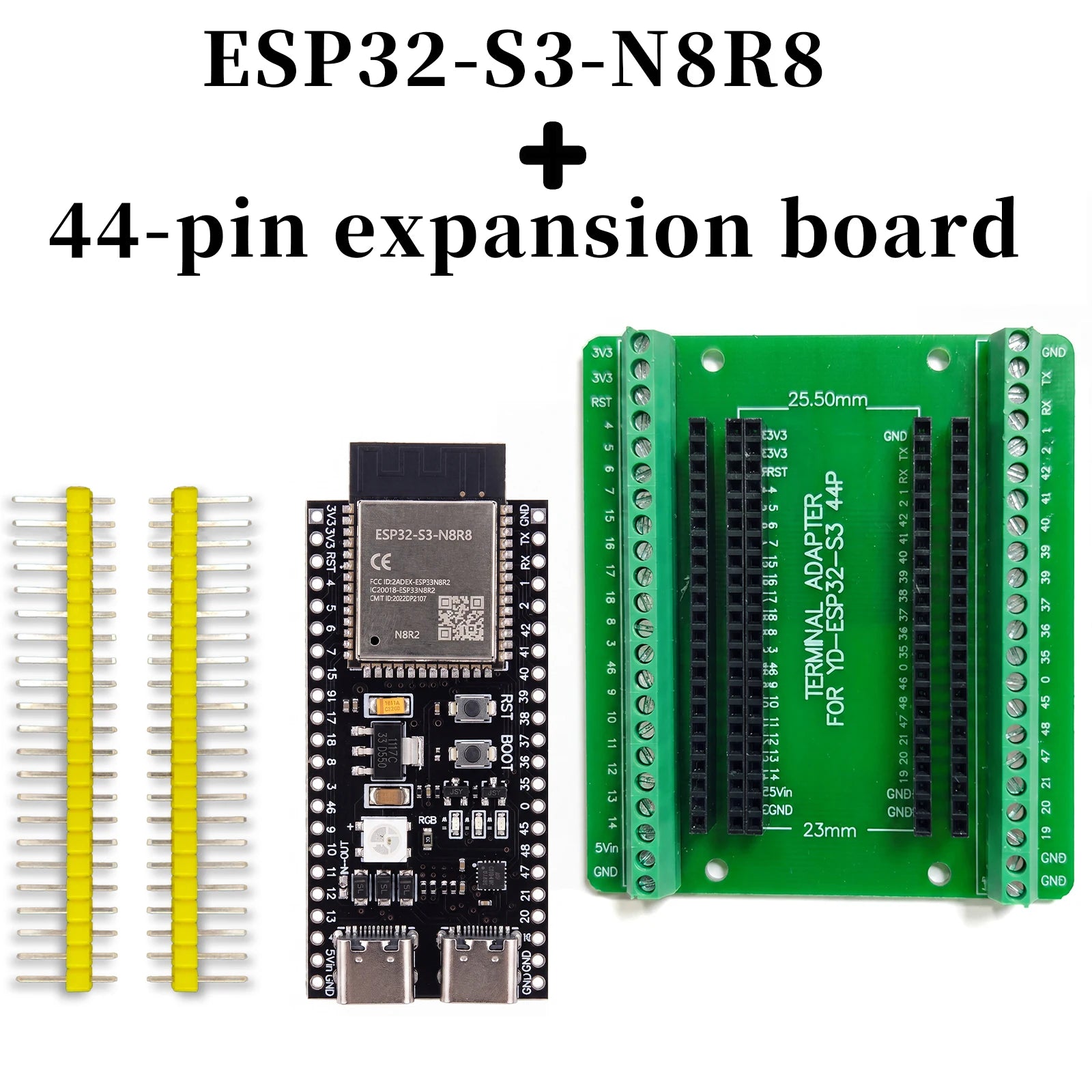 ESP32-S3 Development Board WiFi Bluetooth 5.0 Dual-Core 240MHz N16R8 N8R8 8MB PSRAM Dual USB-C 44PIN Adapter for MicroPython IoT
