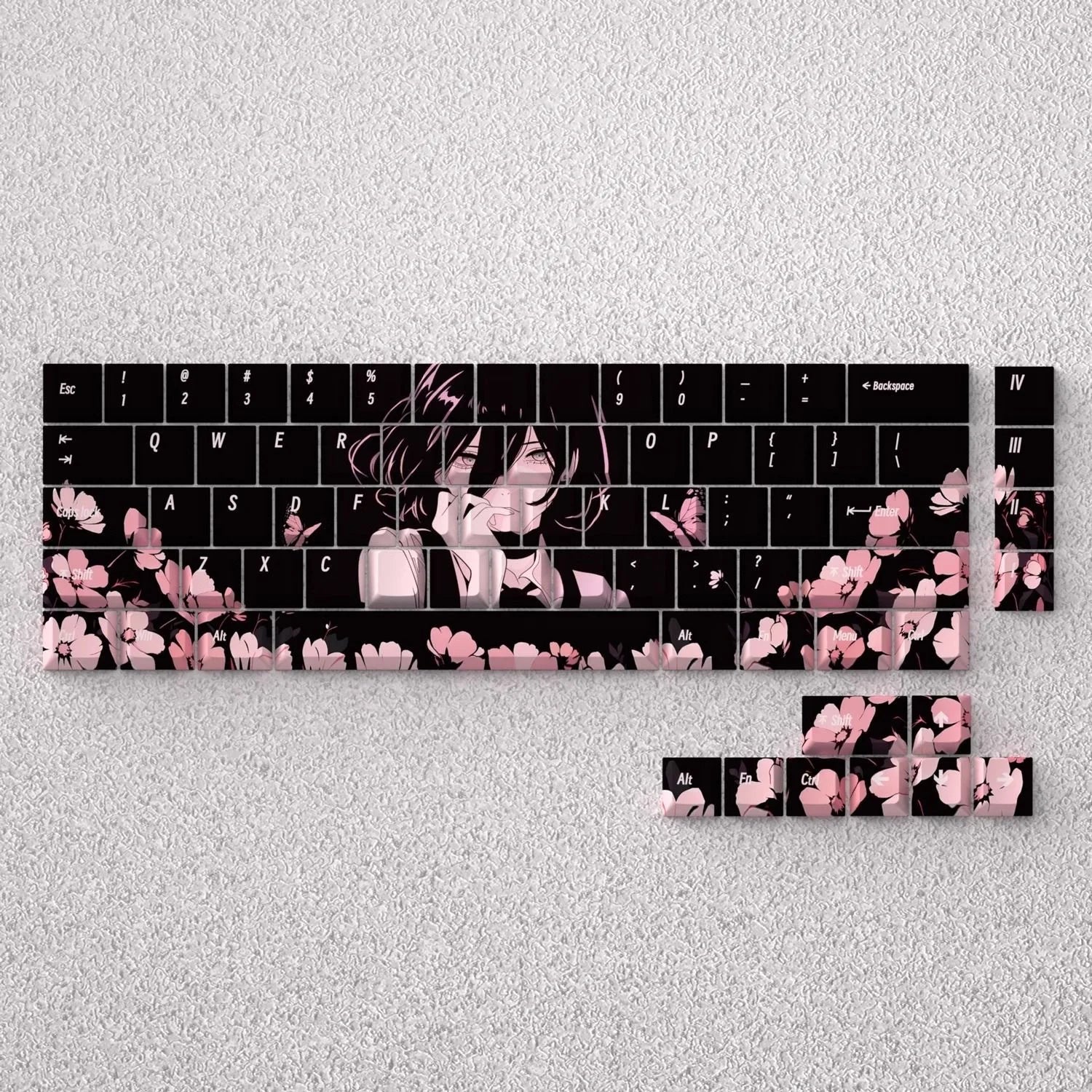 135 Keys Reze Keycaps Chainsaw Man Cherry Profile Cute Anime Keycap DYE-SUB PBT Keycap for MX Mechanical Keyboard 60/61/68/108