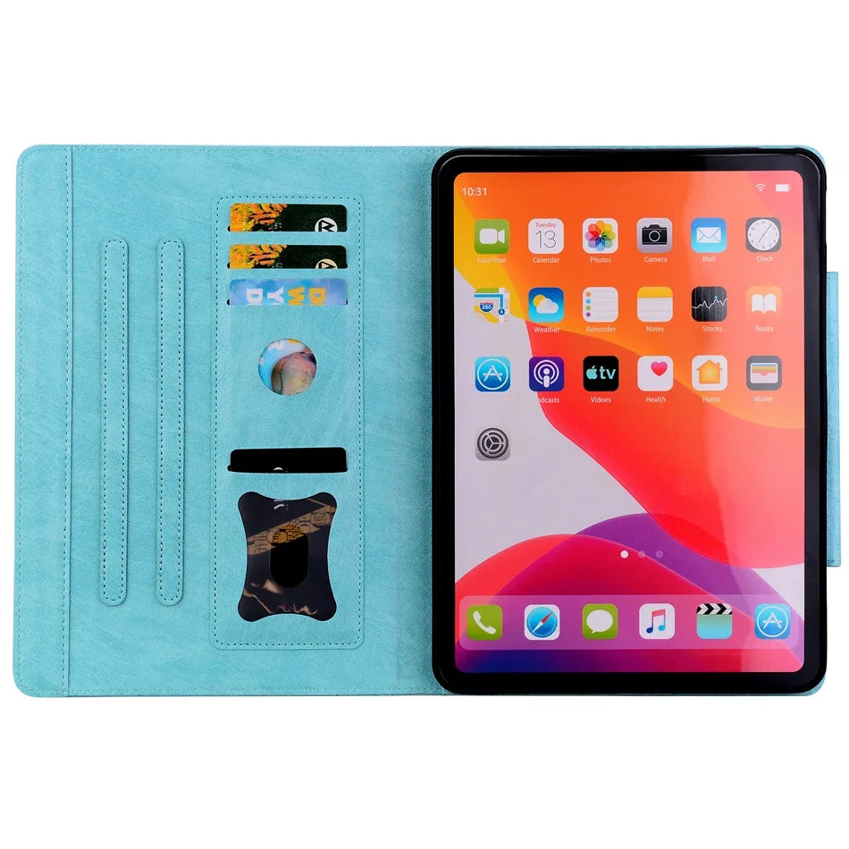 Card Slot Buckle Stand Tablet Case For iPad 2024 2025 10.2 10.9 11 12.9 13 inch Pro Air 4 5 6 7 8 9 10th Generation Cases Cover
