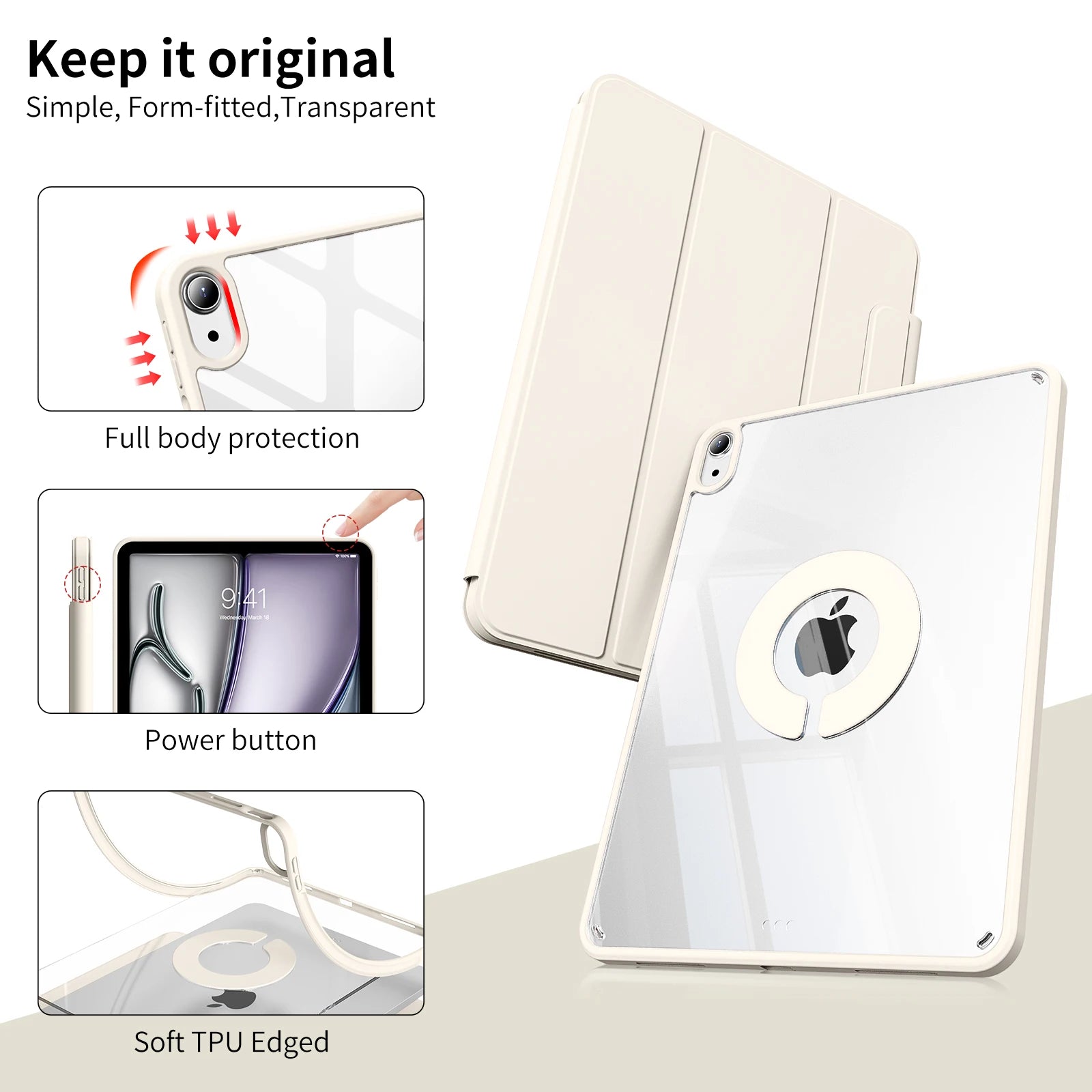 ZOYU For iPad Air 11 Air4/5 10.9 Magnetic Case, For iPad Pro 11 13 inch Mini6 10.2 9/8/7th Gen Rotate 360°Detachable Back Case