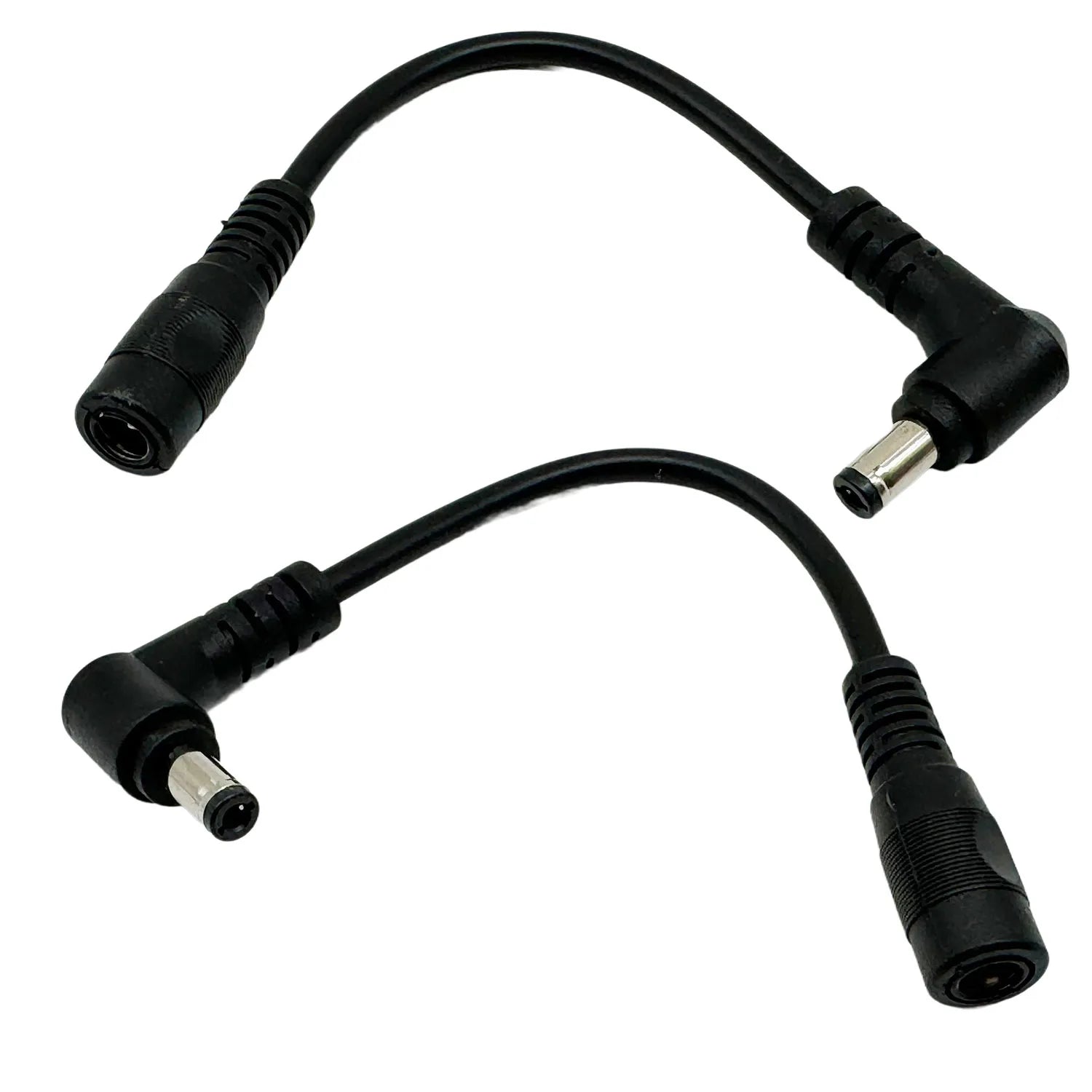 2pcs CCTV DC Power Plug 5.5mm X 2.5mm Male Right Angle To 5.5mm X 2.1mm Female Adapter Extension Adapter Cable Cord LED Strip
