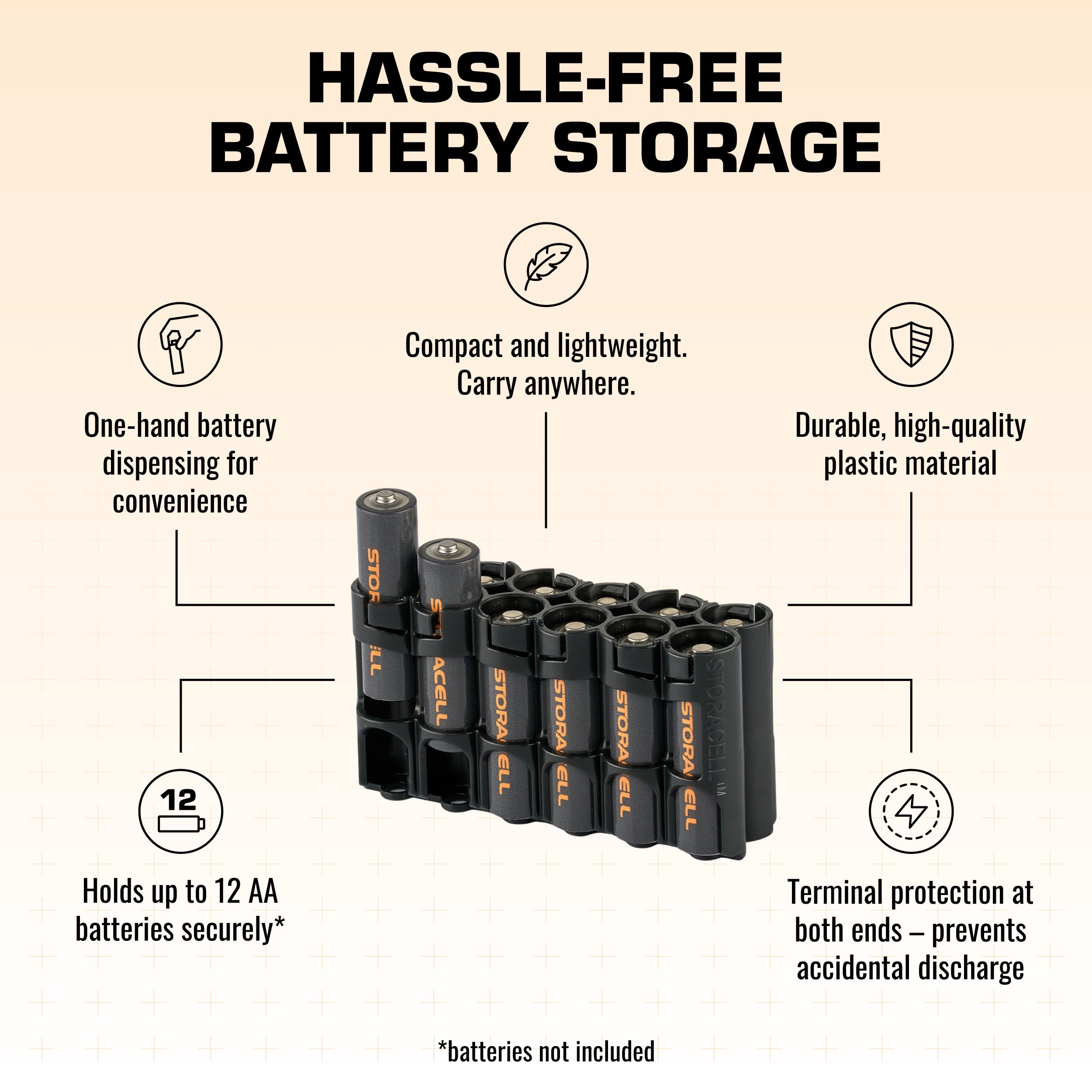 12 AA Pack Battery Caddy (Tuxedo Black)