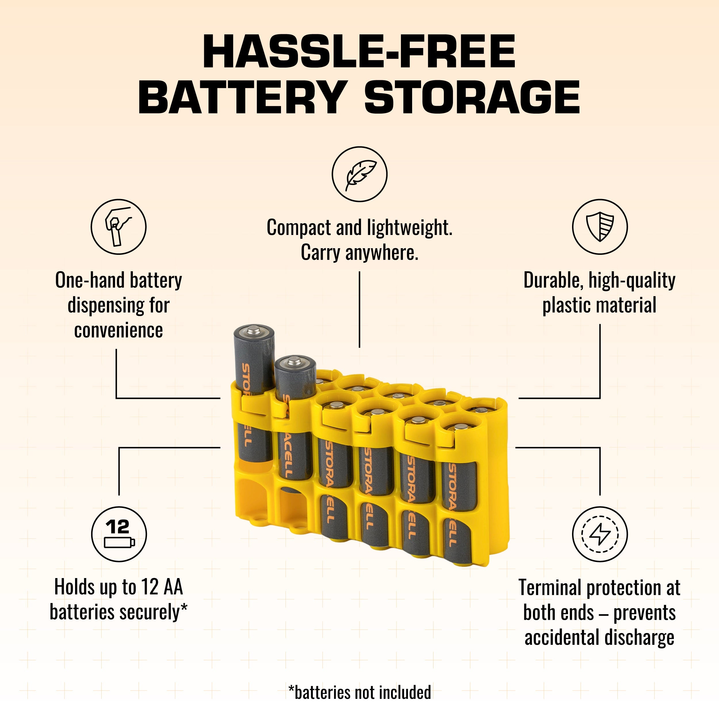 12 AA Pack Battery Caddy (Yellow)