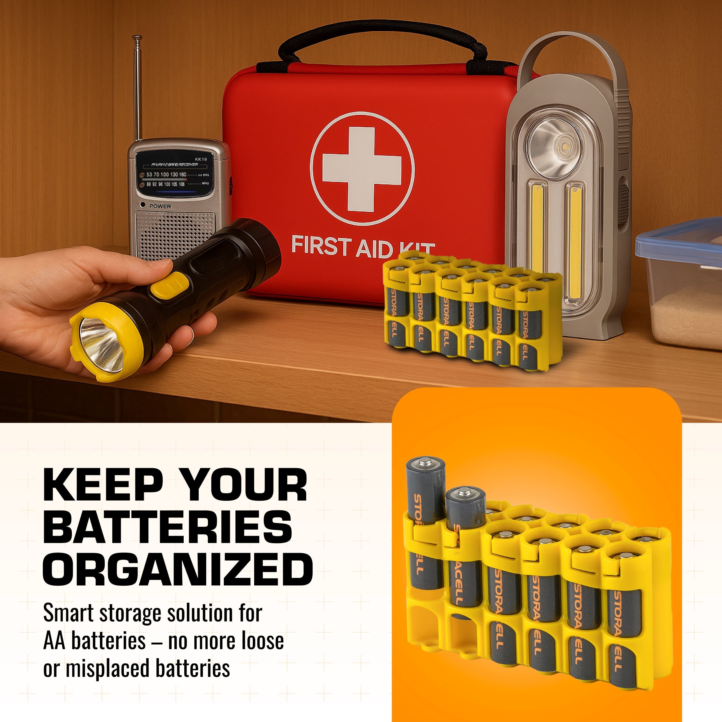 12 AA Pack Battery Caddy (Yellow)