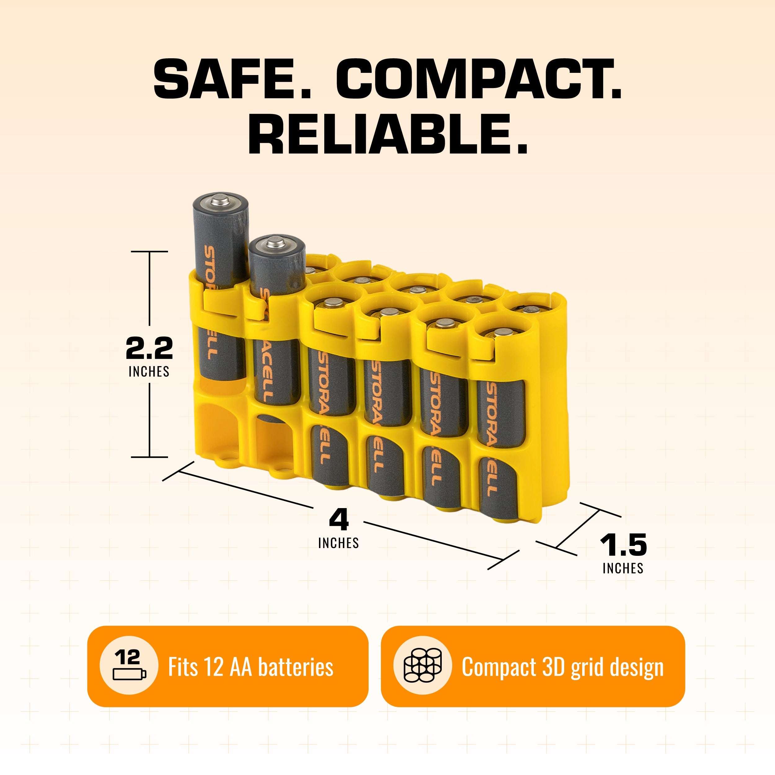 12 AA Pack Battery Caddy (Yellow)