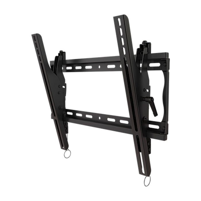 Universal tilting wall mount for 26 to 55 flat panel screens with post installation leveling