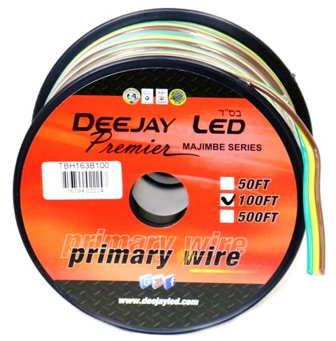 100-Foot 3-Conductor 16 Gauge Primary Stranded Cable Ideal for Accessory Hookups