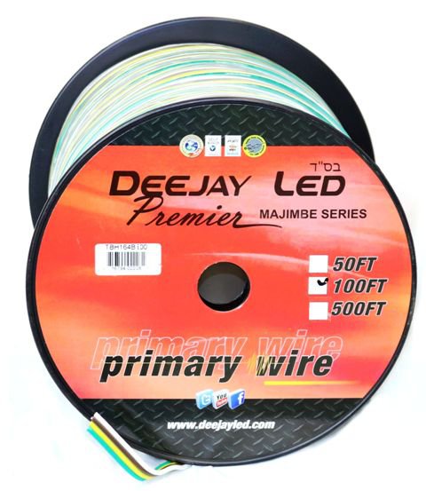 100-Foot 4-Conductor 16 Gauge Primary Stranded Cable Ideal for Accessory Hookup
