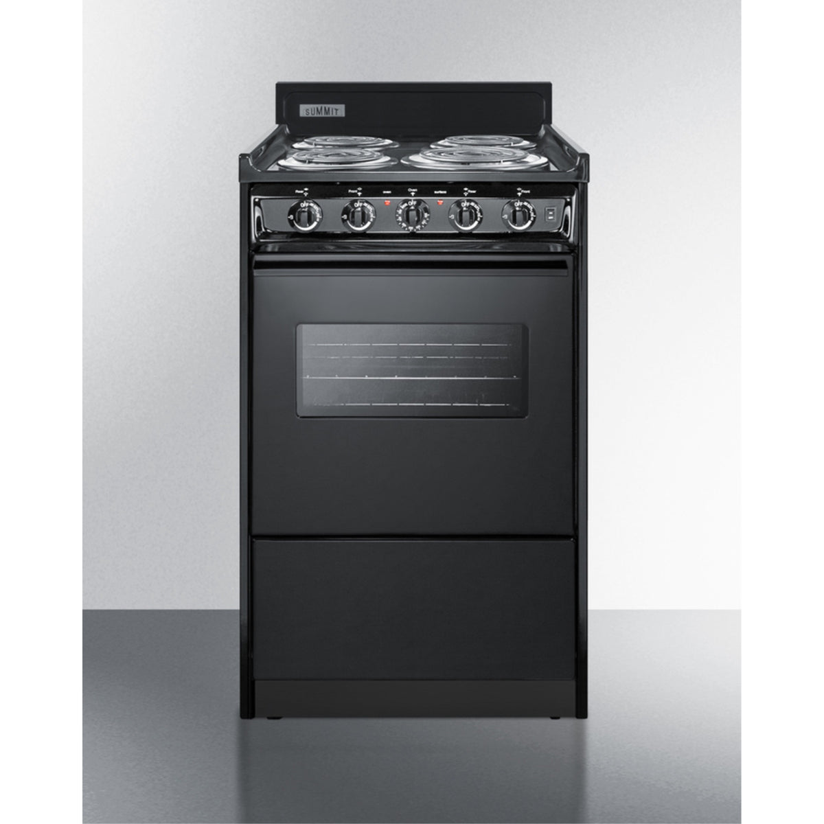 20'' Wide Electric Coil Range In Black With Window