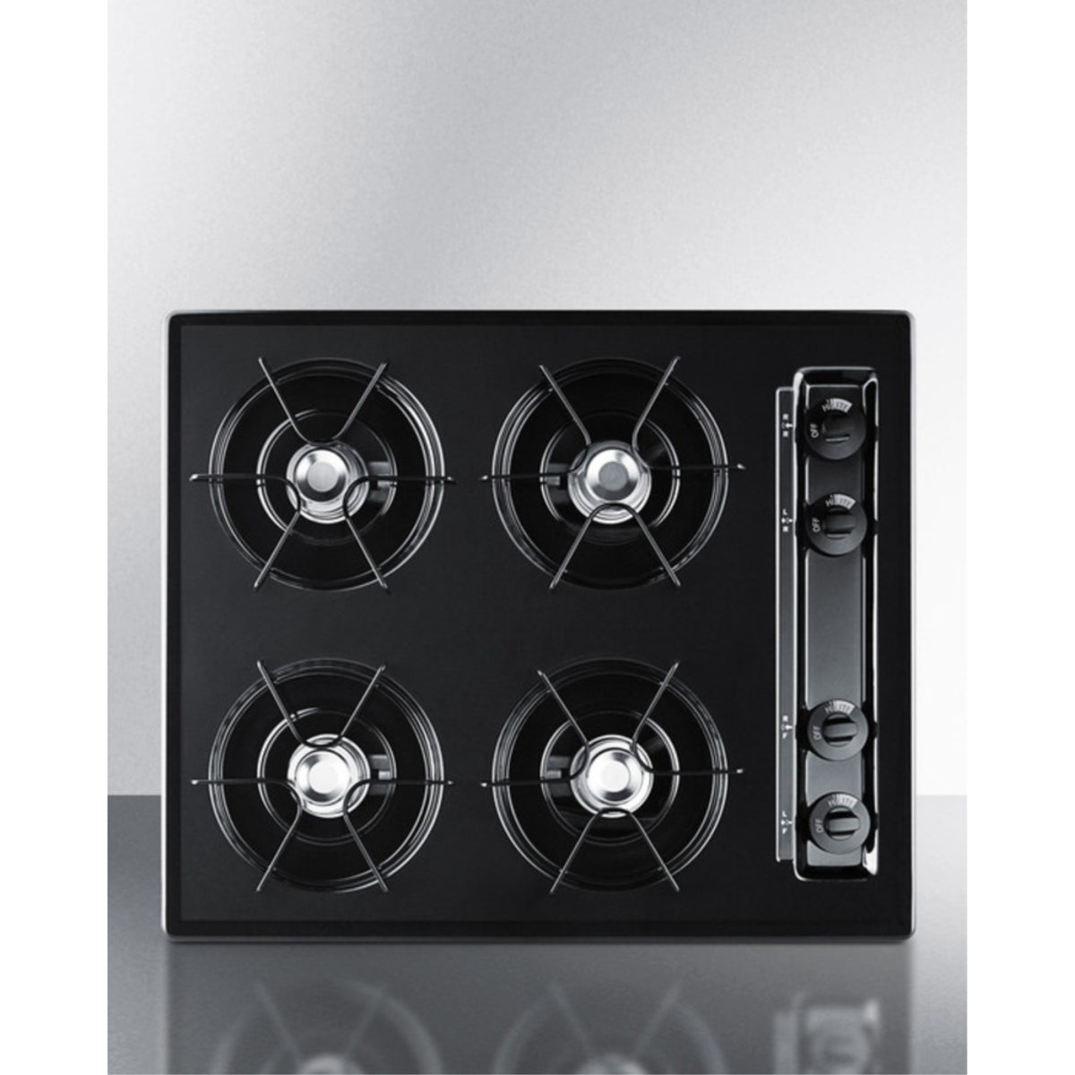 24'' Wide Open Burner Gas Cooktop In Black With Spark Ignition