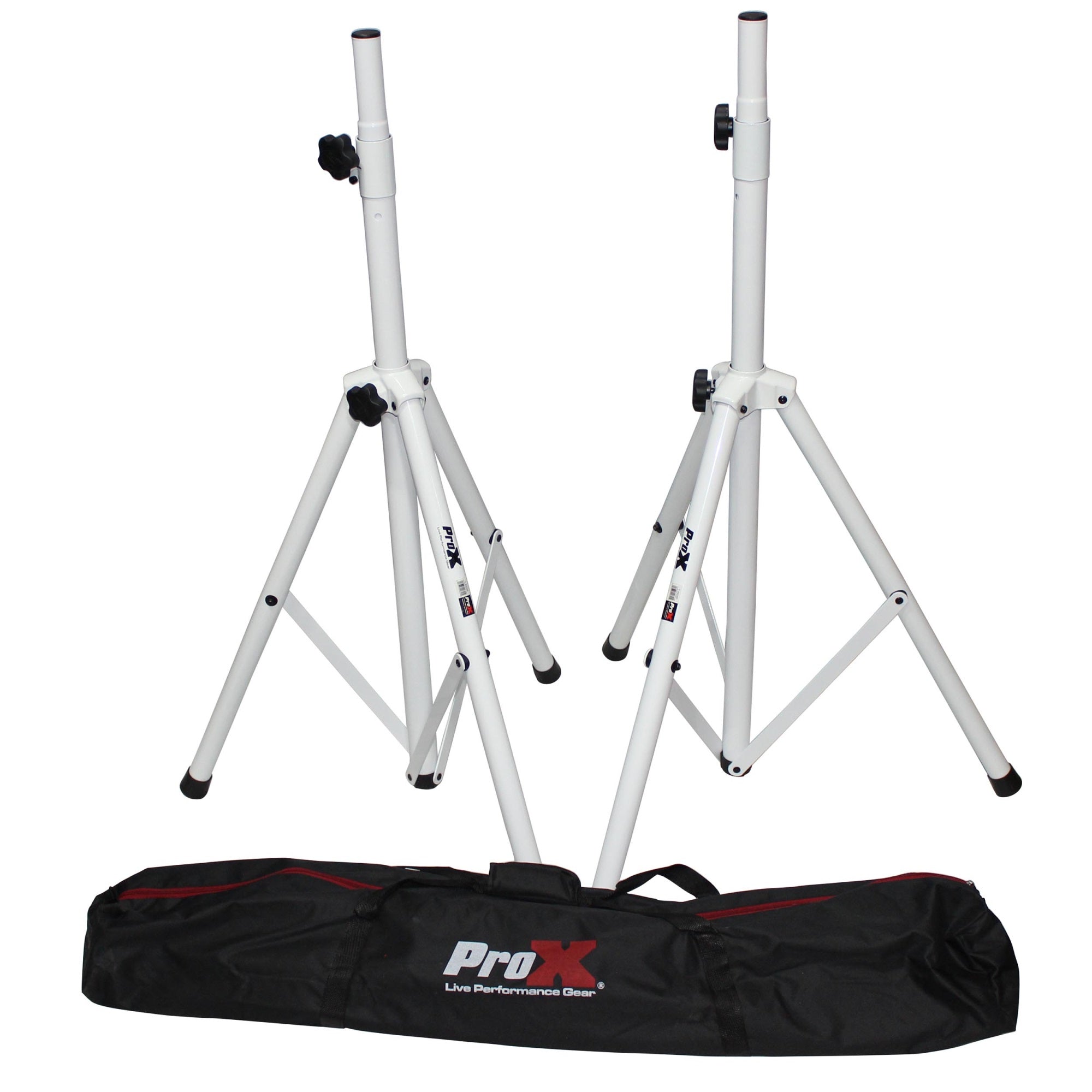 ProX TSS28P White HeavyDuty All Metal Speaker Tripod Stand Set of 2 47 ft. (4484) Cloud Series