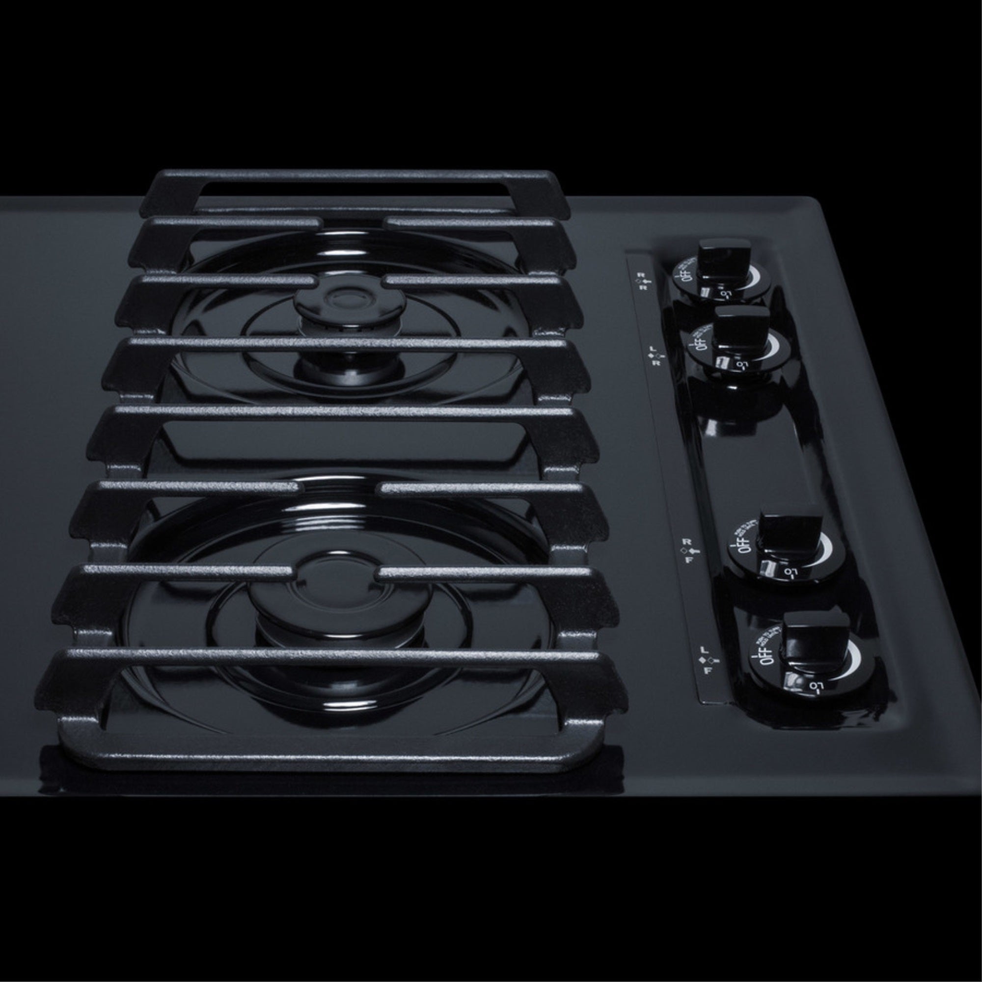 24'' Wide Cooktop With Four Sealed Burners, Black Porcelain Finish, And Cast Iron Grates; Made In The Usa