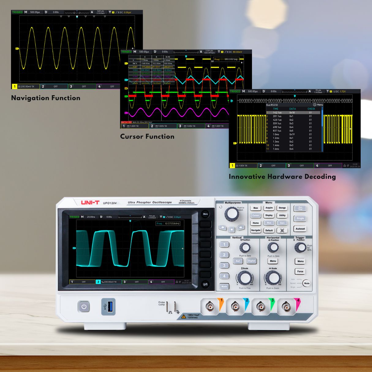 UPO1204 200 MHz 4Ch Digital Storage Oscilloscope