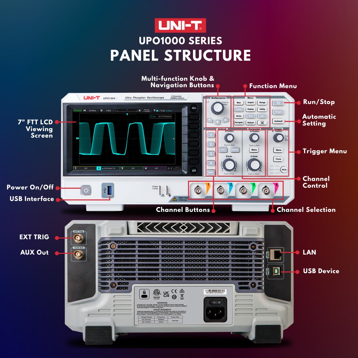 UPO1054 50 MHz 4Ch Digital Storage Oscilloscope