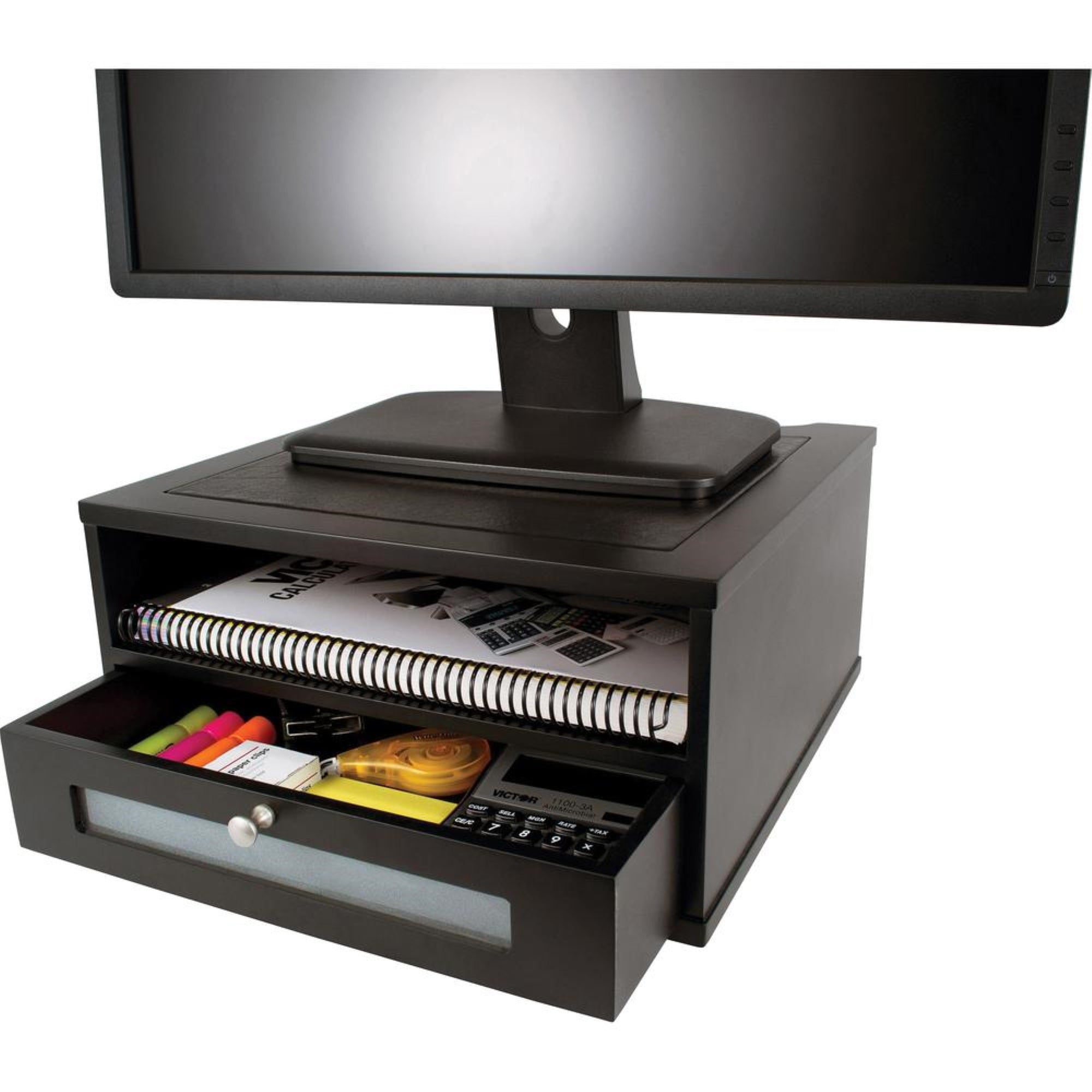 Victor 1175 5 Midnight Black Monitor Riser   Flat Panel Display Type Supported   1 X Shelf(Ves)13.4'' Width X 13.4'' Depth   Des