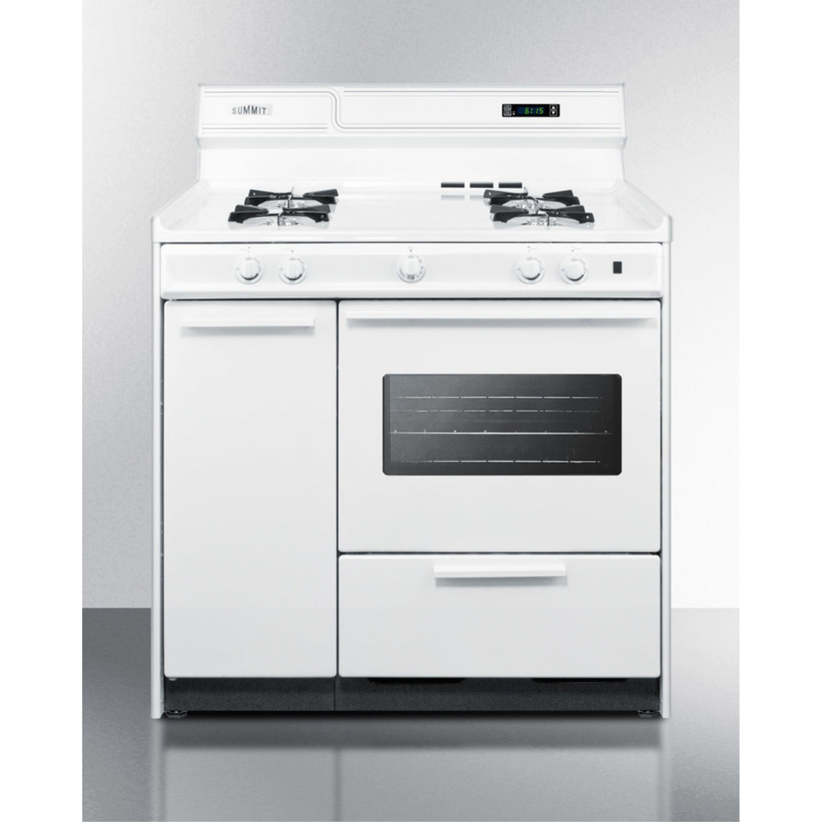 36'' Wide Gas Range In White With Open Burners, Storage Compartment, Oven Window, High Backguard, And Spark Ignition