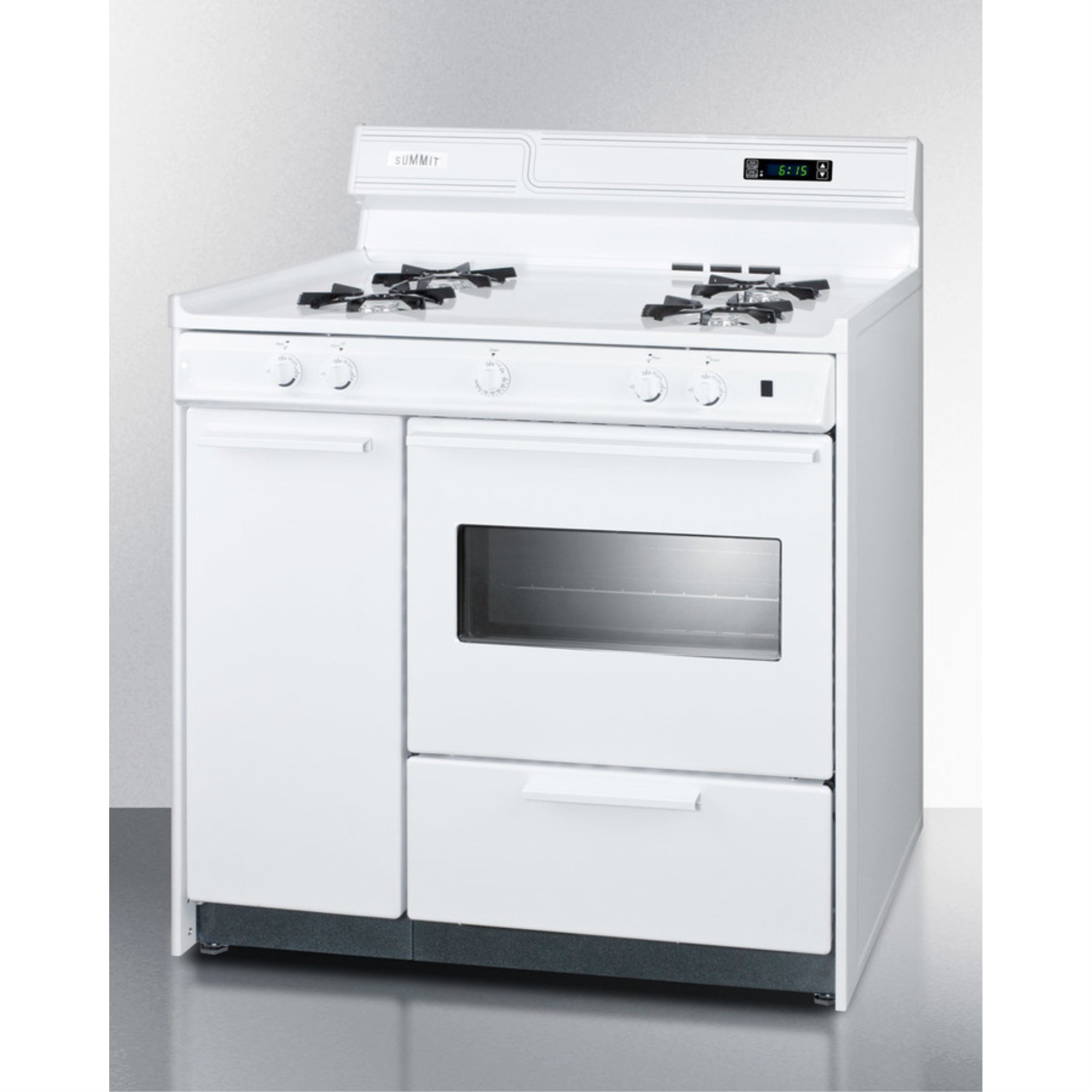 36'' Wide Gas Range In White With Open Burners, Storage Compartment, Oven Window, High Backguard, And Spark Ignition