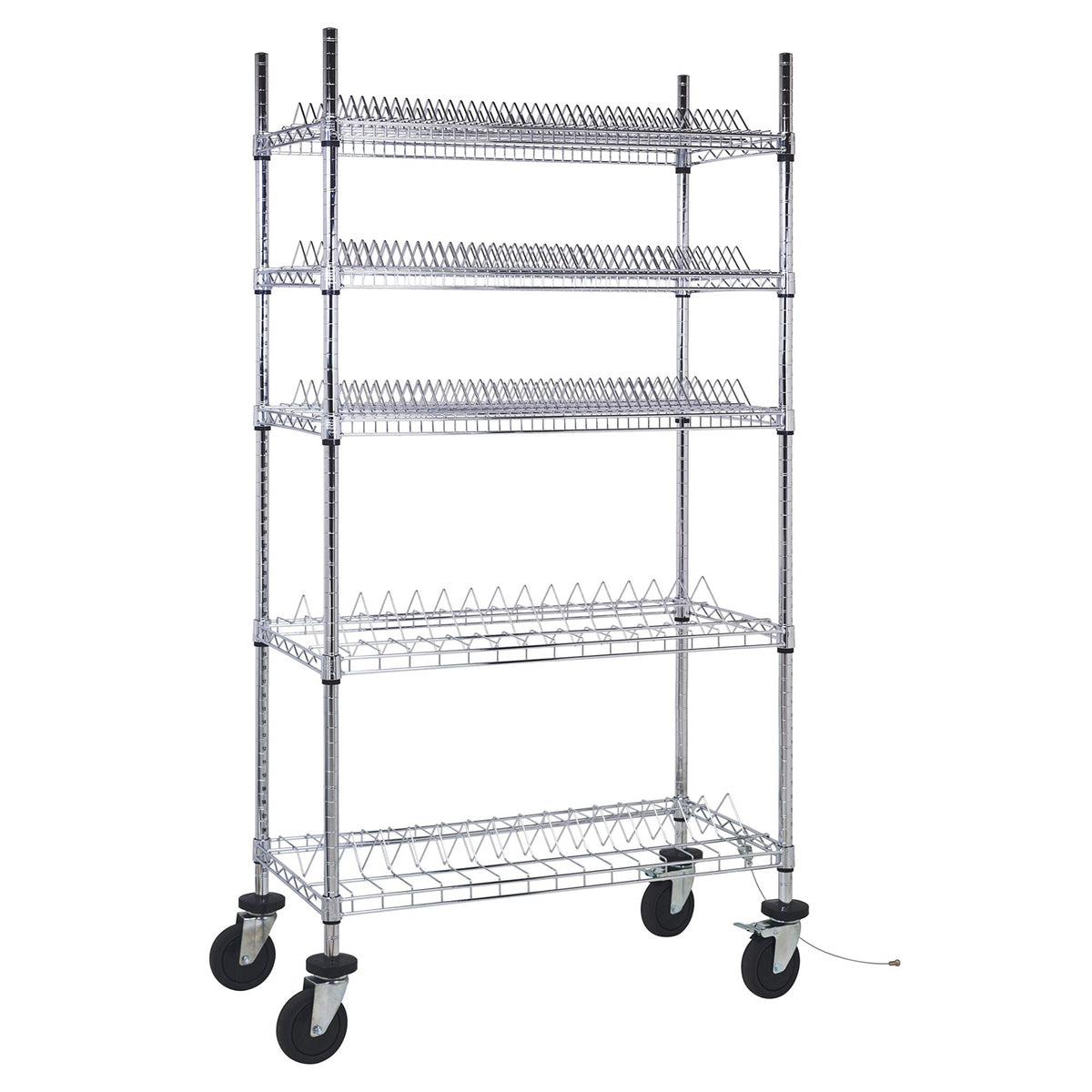 Reel Shelving Cart, 36W X 18D X 69H, Includes: (2) 15-Reel And (3) 78-Reel Wire Shelves, (4) Conductive Casters And Drag Chain, 