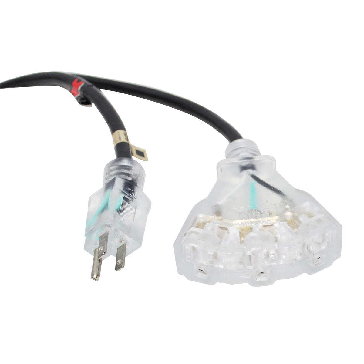 50 Ft. 120 Vac Nema 15 Extension Power Cord 14 Awg - 3 Tap Female Outlets
