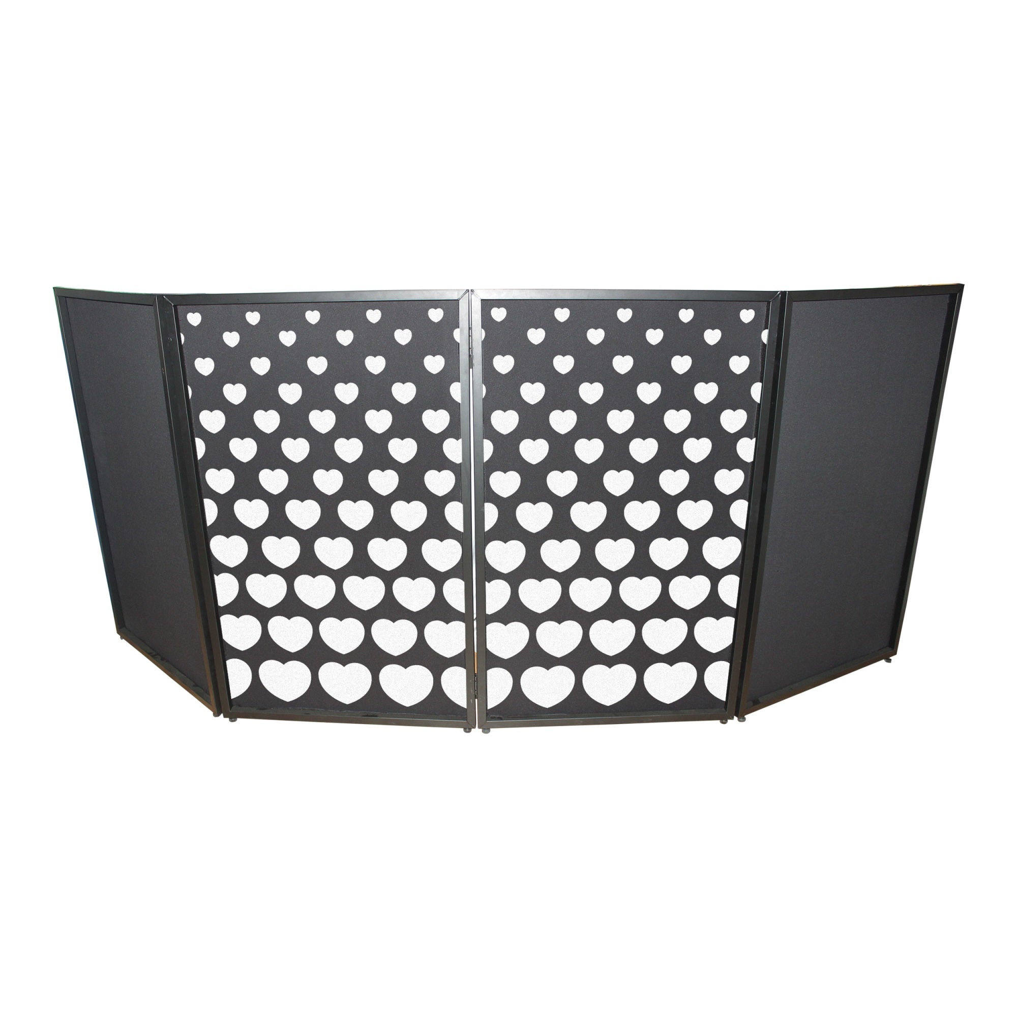 Stepped Hearts Facade Enhancement Scrims  White Hearts on Black | Set of Two