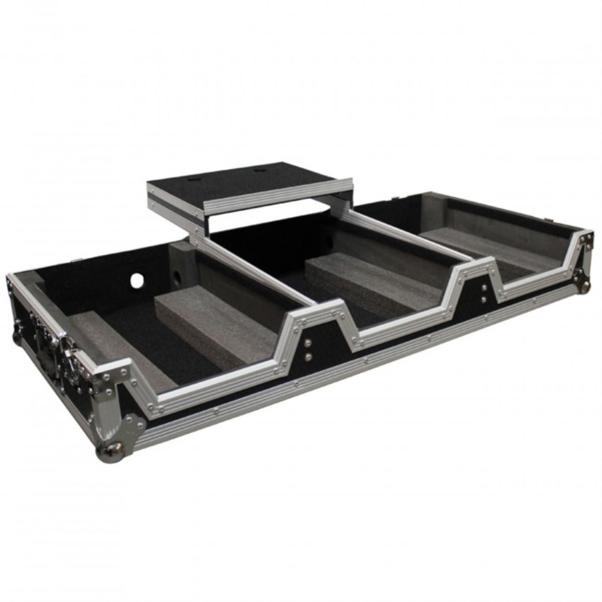 Universal DJ Coffin Case for 10'' Mixer & 2 (8.5-9.5'') CD Players W/Laptop Shelf & Wheels