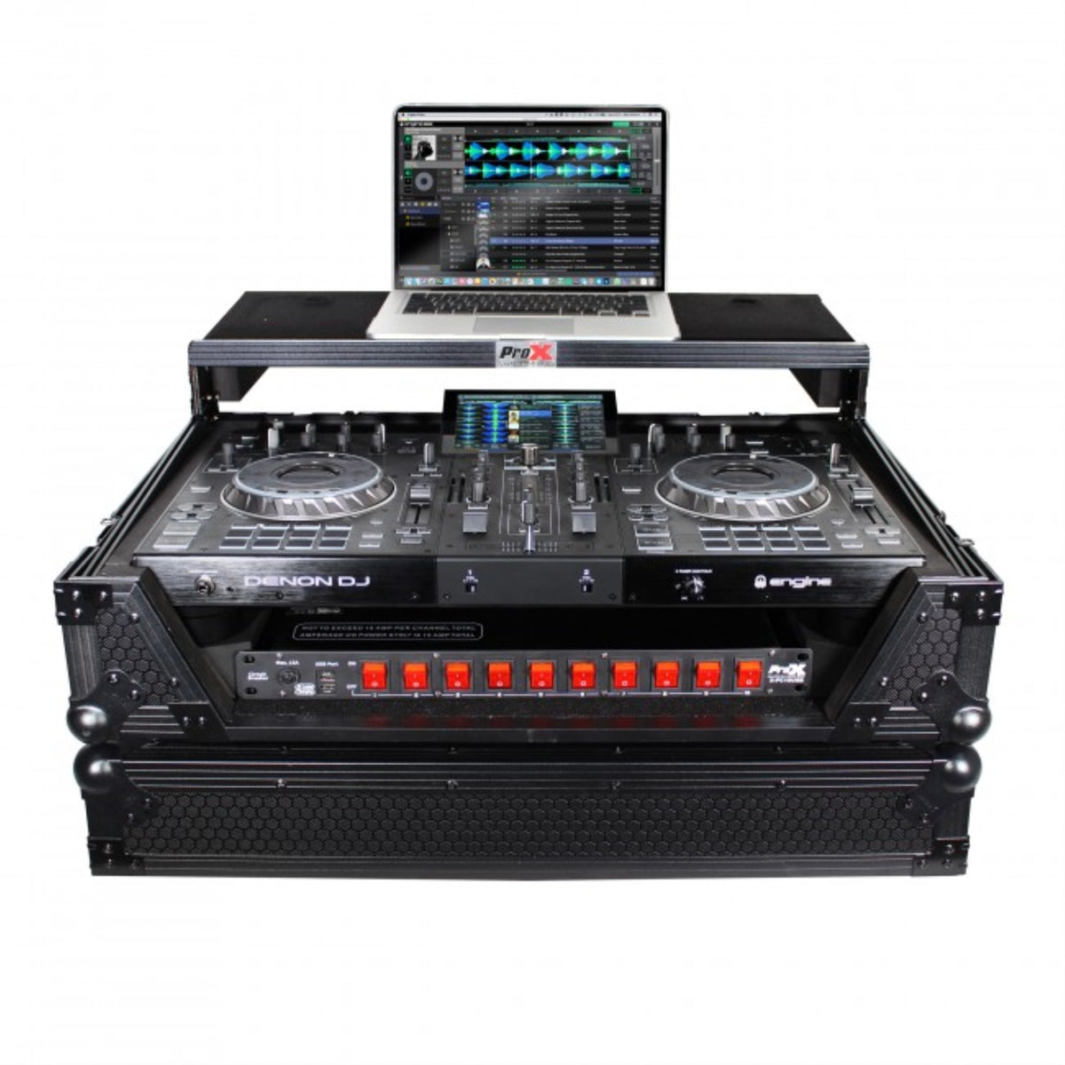 ProX XS-PRIME2 LTBL Flight Case for Denon Prime 2 Standalone DJ System | Black on Black