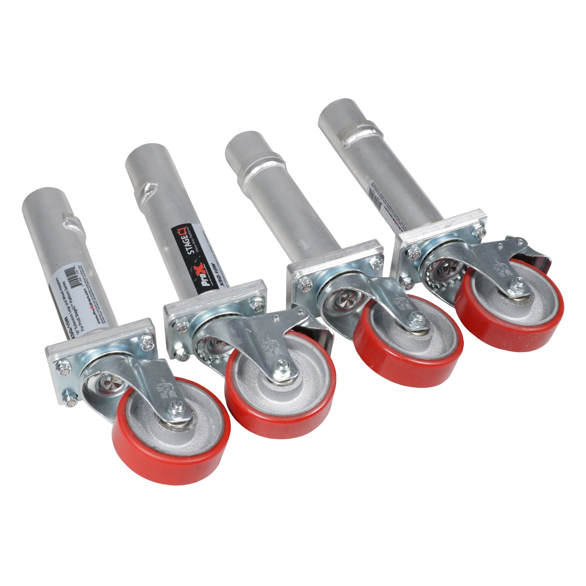 StageQ Locking Staging 16 inch Height Stage Legs with 5 inch Rubber Steel Casters | Set of 4
