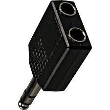 Stereo Splitter Y Adapter W/One 1/4 In Male Plug At One End, & Two 1/4 In Female Sockets At The Other End