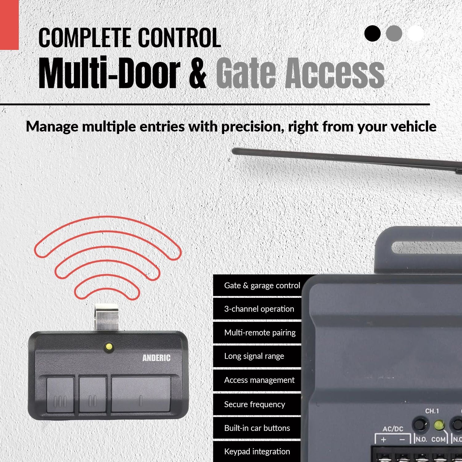 Anderic Substitute Kit for Allstar 9931T 318Mhz Trinary dip switch remote Garage Door Opener Remote Control [RR850LM]
