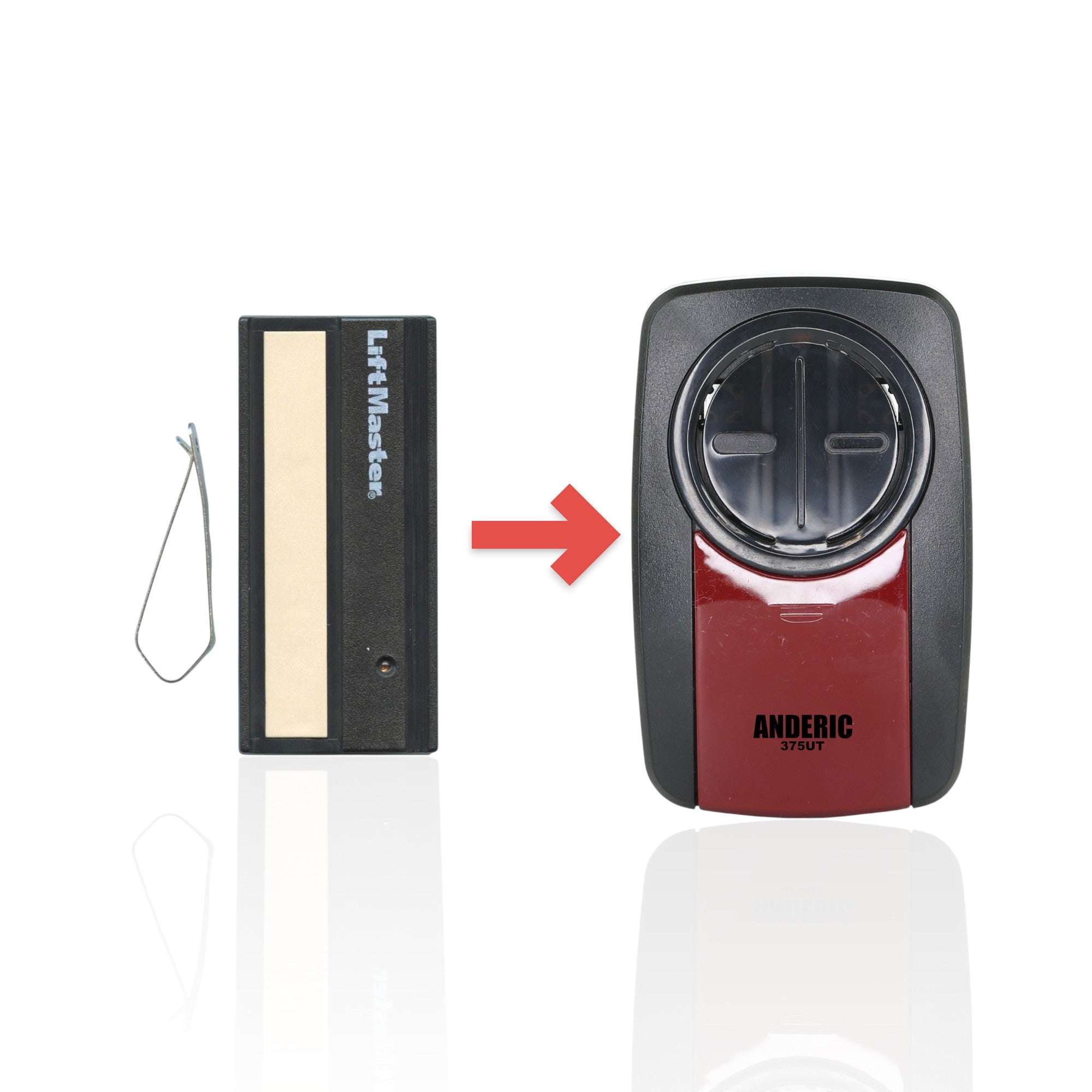 Anderic Substitute for AccessMaster 61LM 1-Button Visor 390 MHz Garage Door Opener Remote Control [375UT-2button]