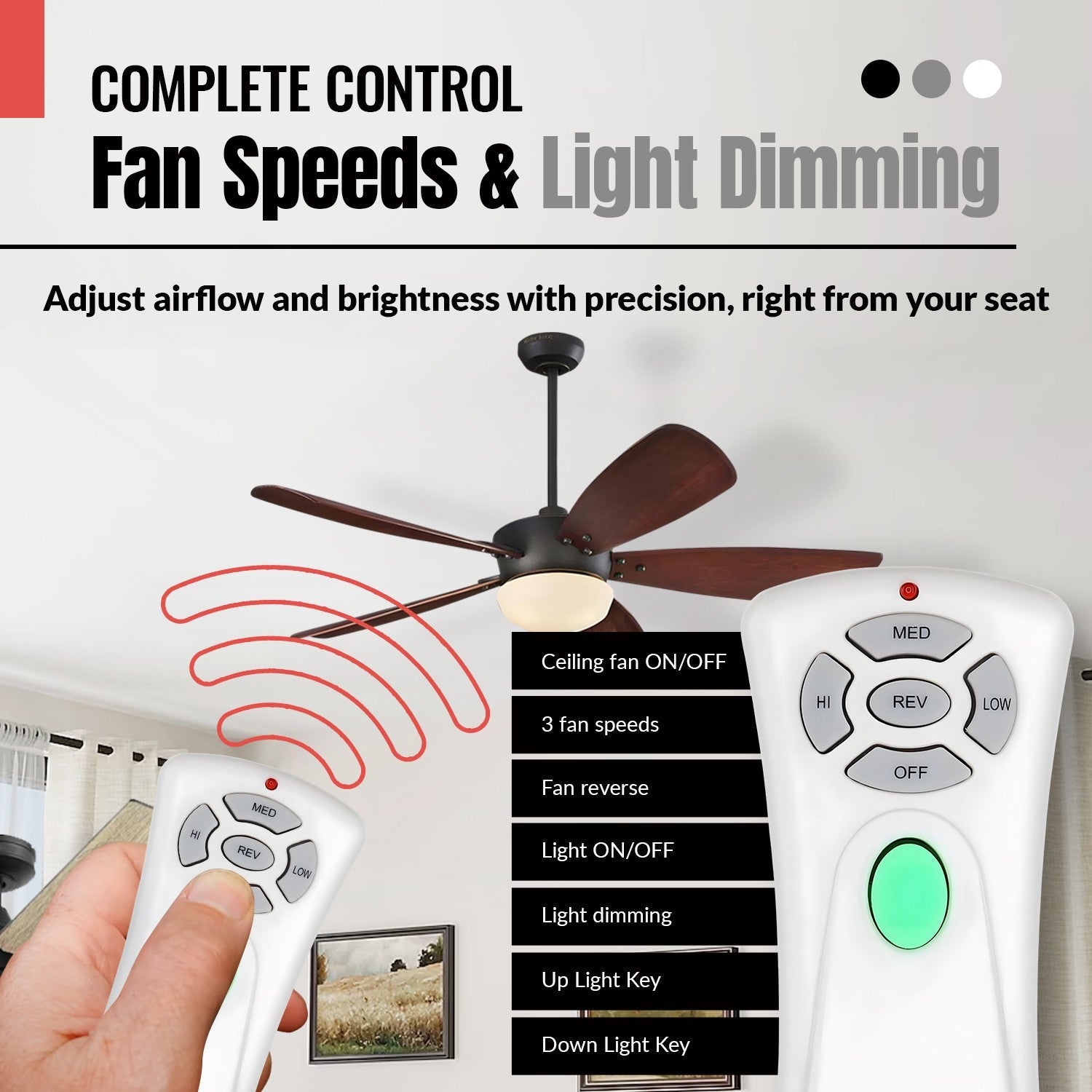 Anderic Substitute for allen + roth UC7080T1 Ceiling Fan Remote Control [RR7080T]