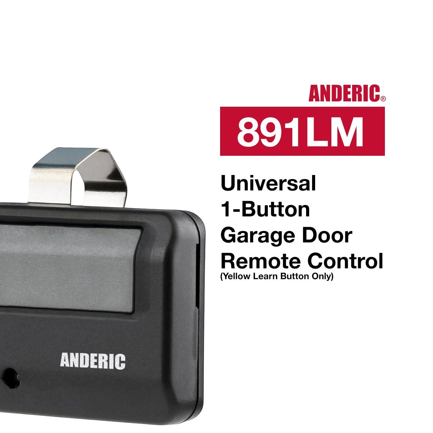 Anderic Substitute for LiftMaster 891LM 1-Button Vizor 310/315/390 MHz Garage Door Opener Remote Control [891LM]