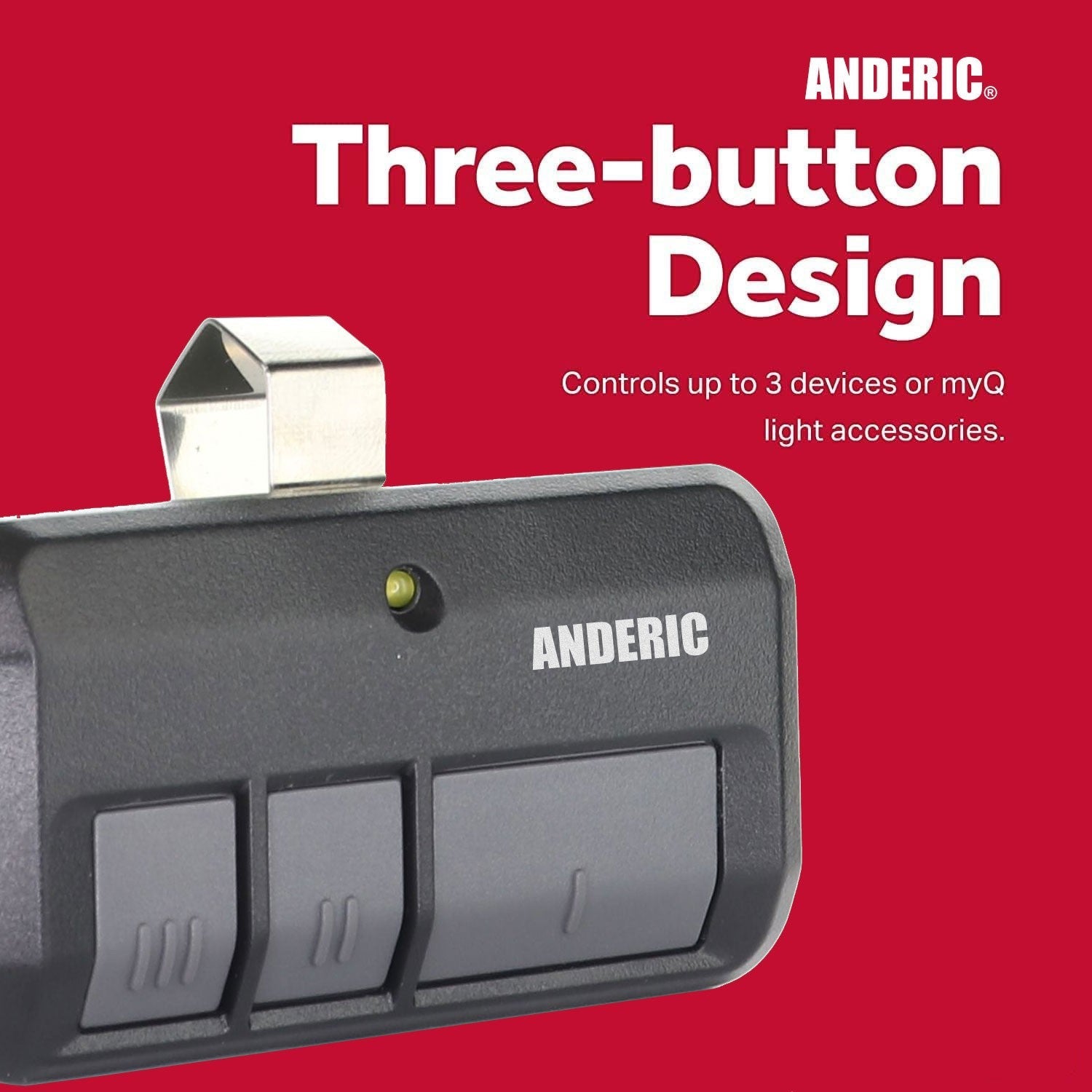Anderic Substitute for LiftMaster 893LM 3-Button Vizor 310/315/390 MHz Garage Door Opener Remote Control [893LM]