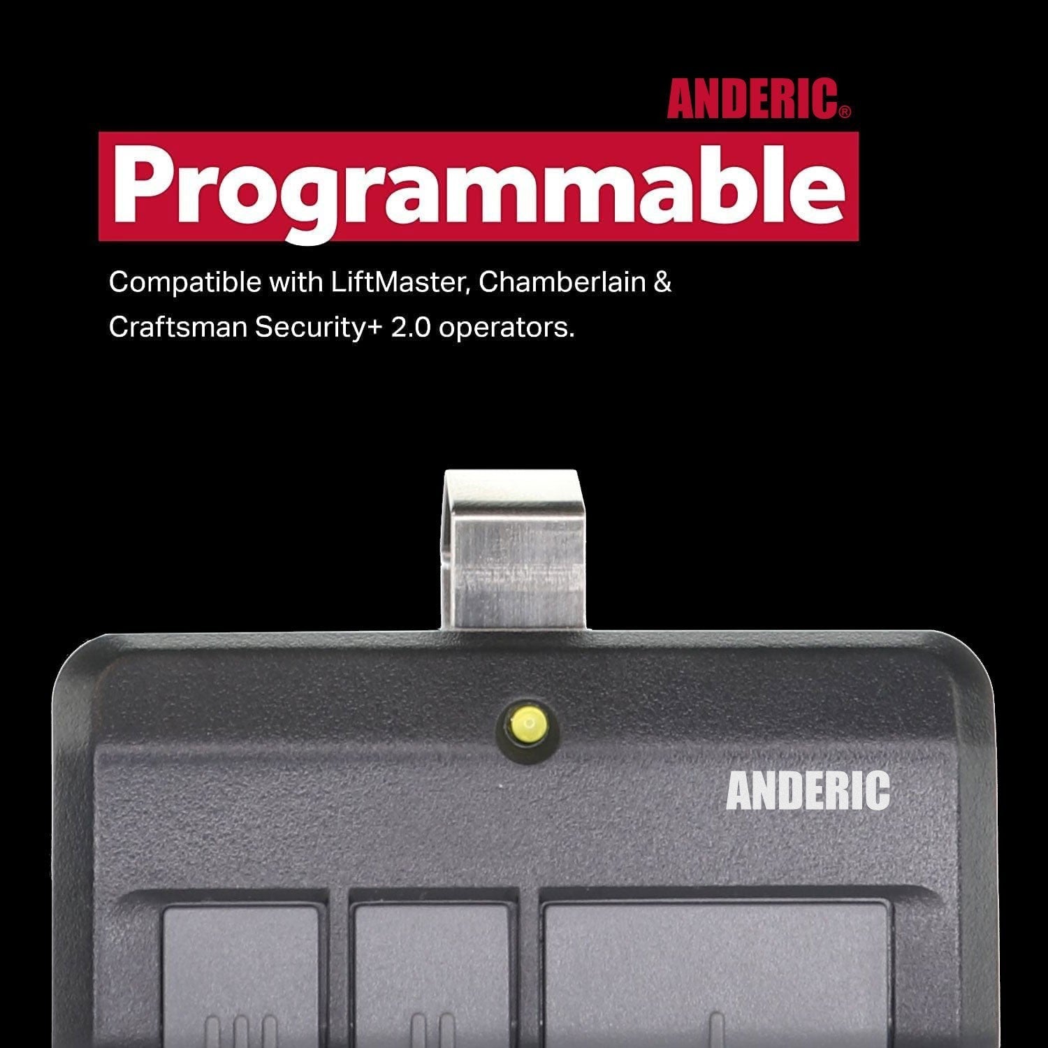 Anderic Substitute for LiftMaster 893LM 3-Button Vizor 310/315/390 MHz Garage Door Opener Remote Control [893LM]