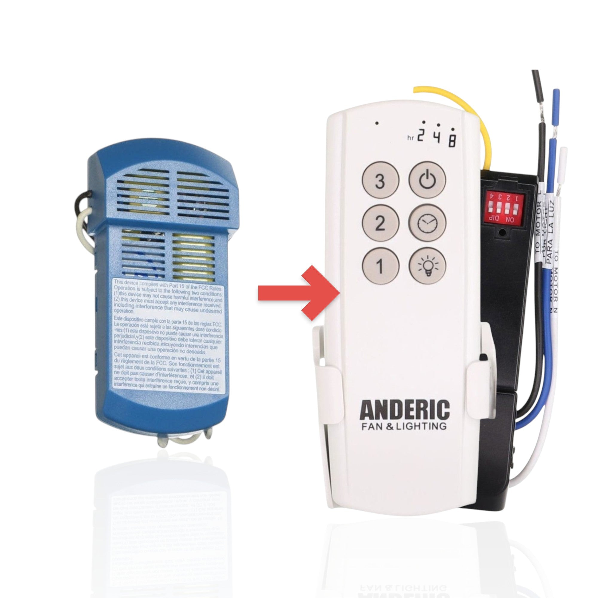 Anderic Substitute Kit for Hunter 99199 4-Speed Blue Outdoor Ceiling Fan Receiver [63T-AC83T-KIT]