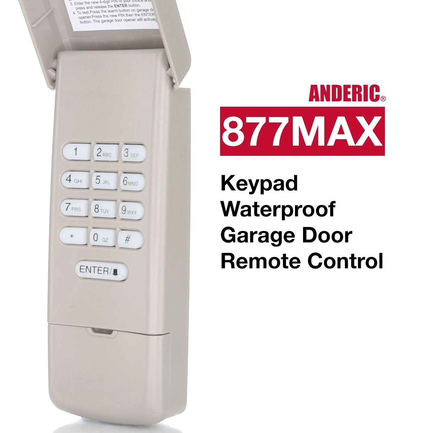 Anderic Substitute for LiftMaster 877MAX wireless keypad Garage Door Opener Remote Control [877MAX]