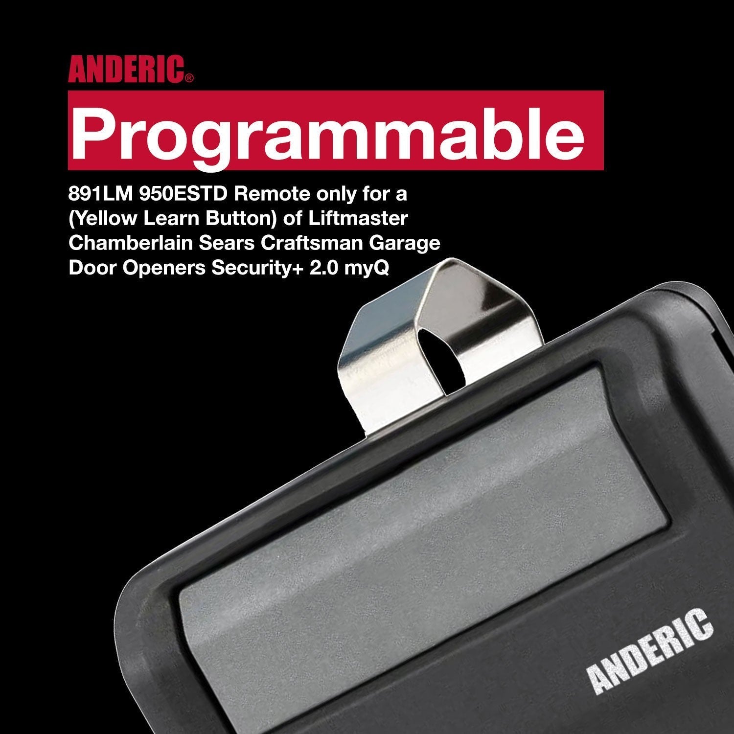 Anderic Substitute for LiftMaster 81LM 1-Button Vizor 390mhz Garage Door Opener Remote Control [891LM]