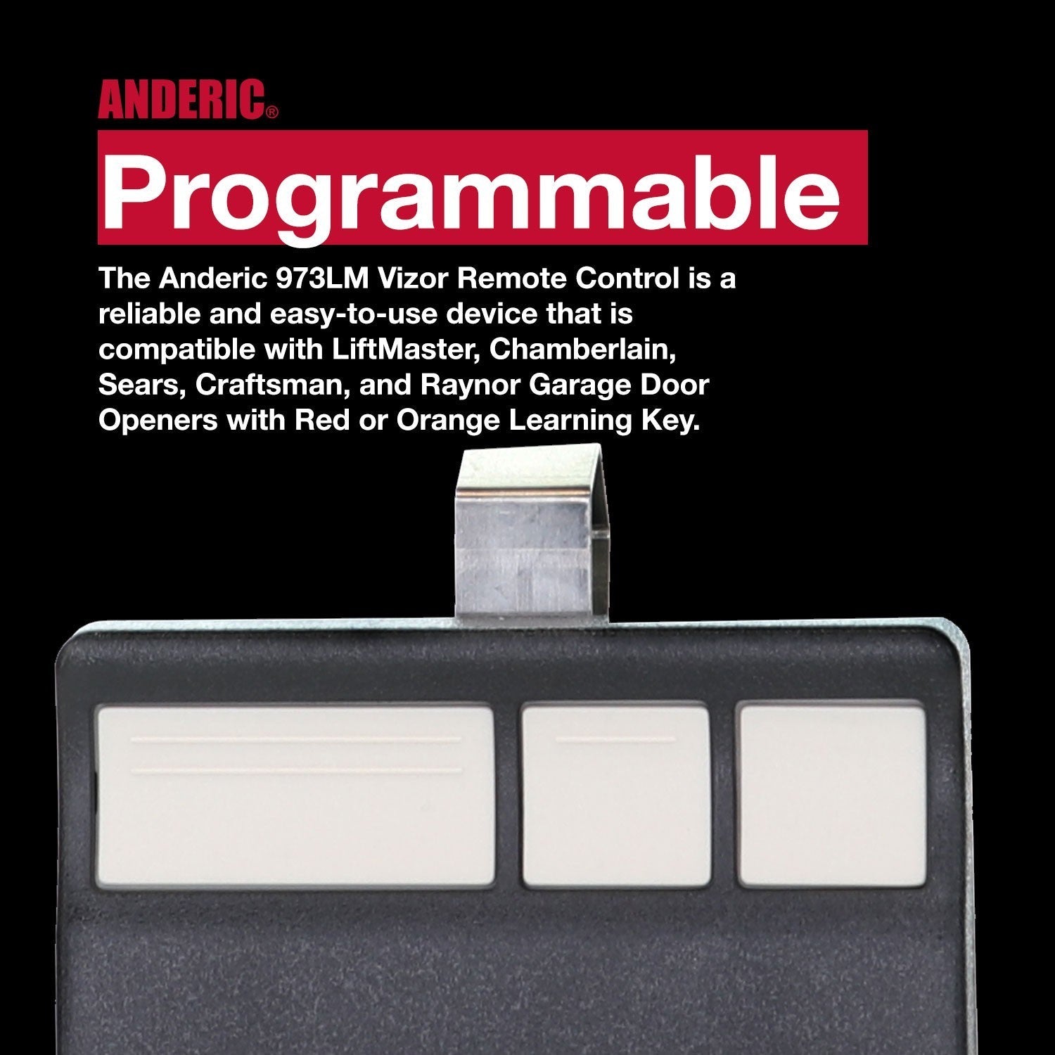 Anderic Substitute for Chamberlain 950D 1-Button 315 Mhz Visor Garage Door Opener Remote Control [973LM]