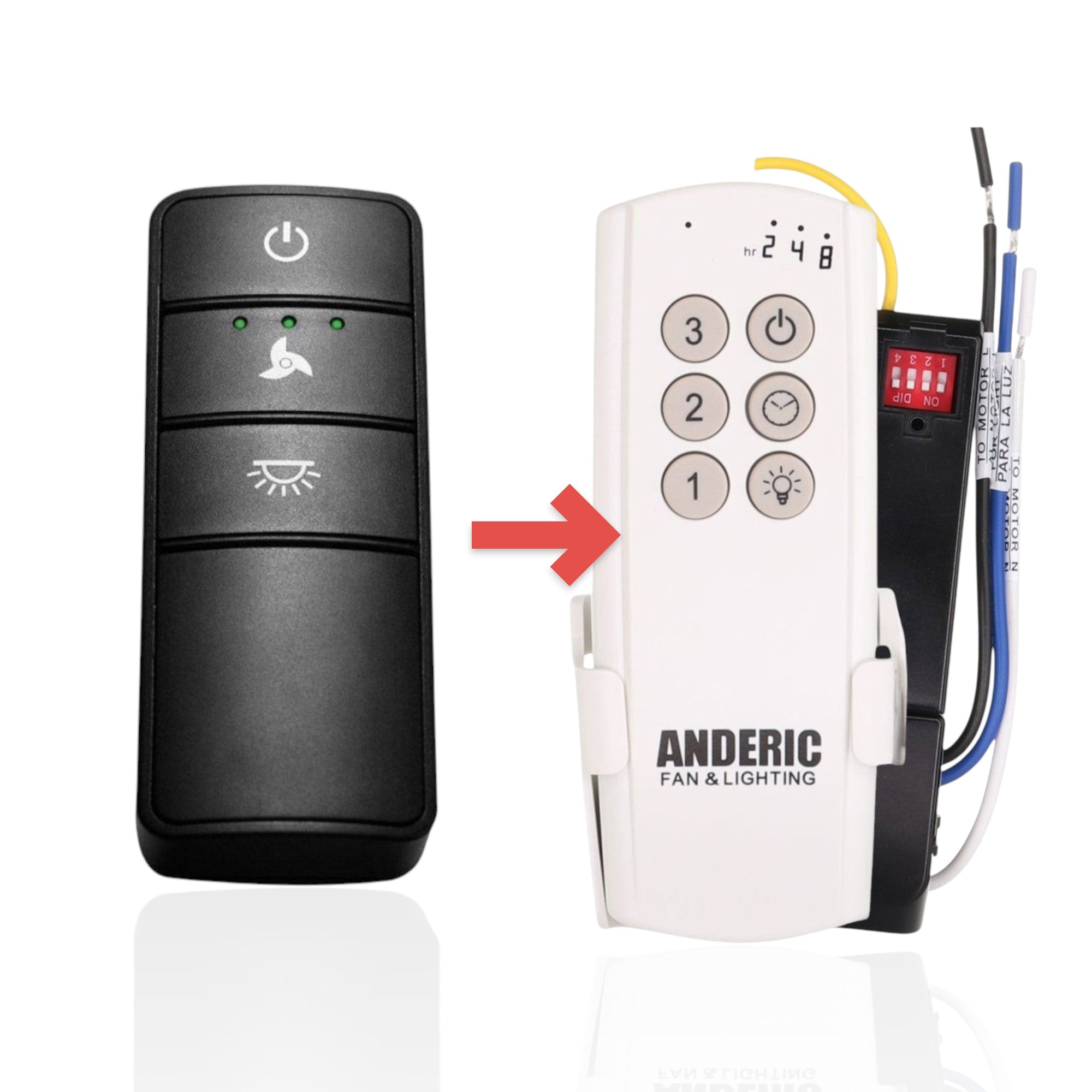 Anderic Substitute Kit for Hampton Bay KUJCE10318 3-Speed Universal Ceiling Fan Remote Control [63T-AC83T-KIT]