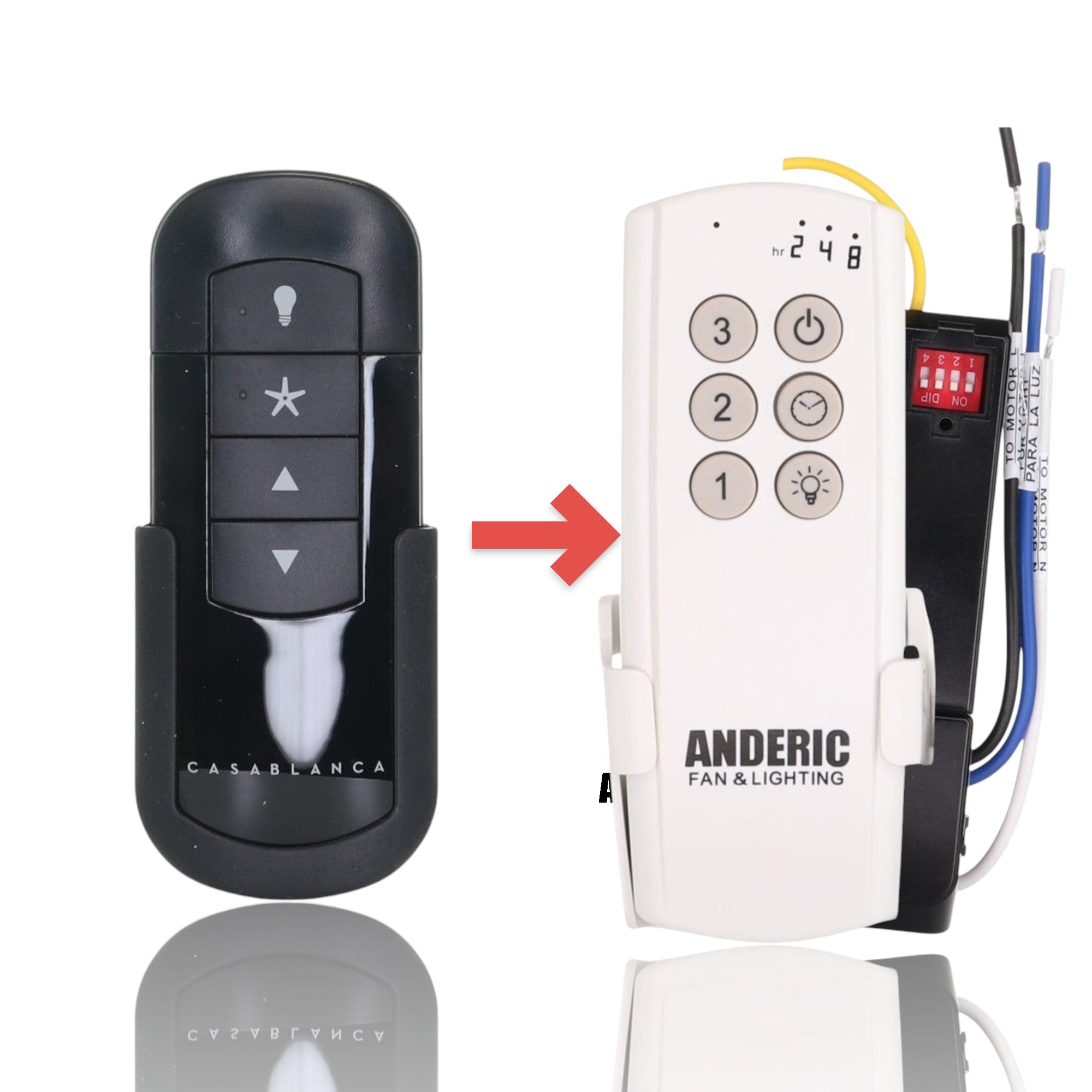 Anderic Substitute Kit for Casablanca 99198 / IN2TX50 4-Speed Ceiling Fan Remote Control - K6266-08 [63T-AC83T-KIT]