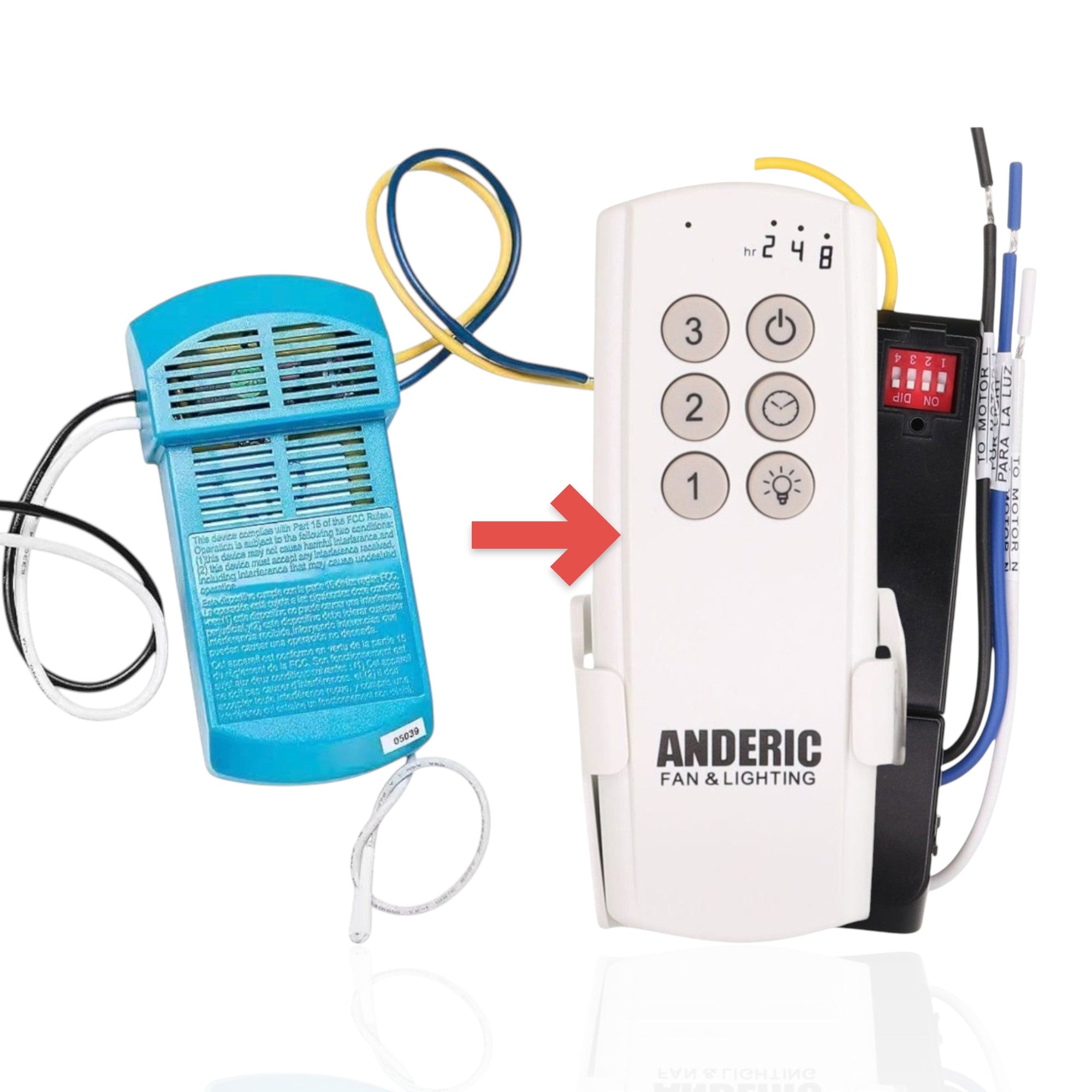 Anderic Substitute Kit for Hunter 99106 Simple Connect Add-on Ceiling Fan Receiver [63T-AC83T-KIT]