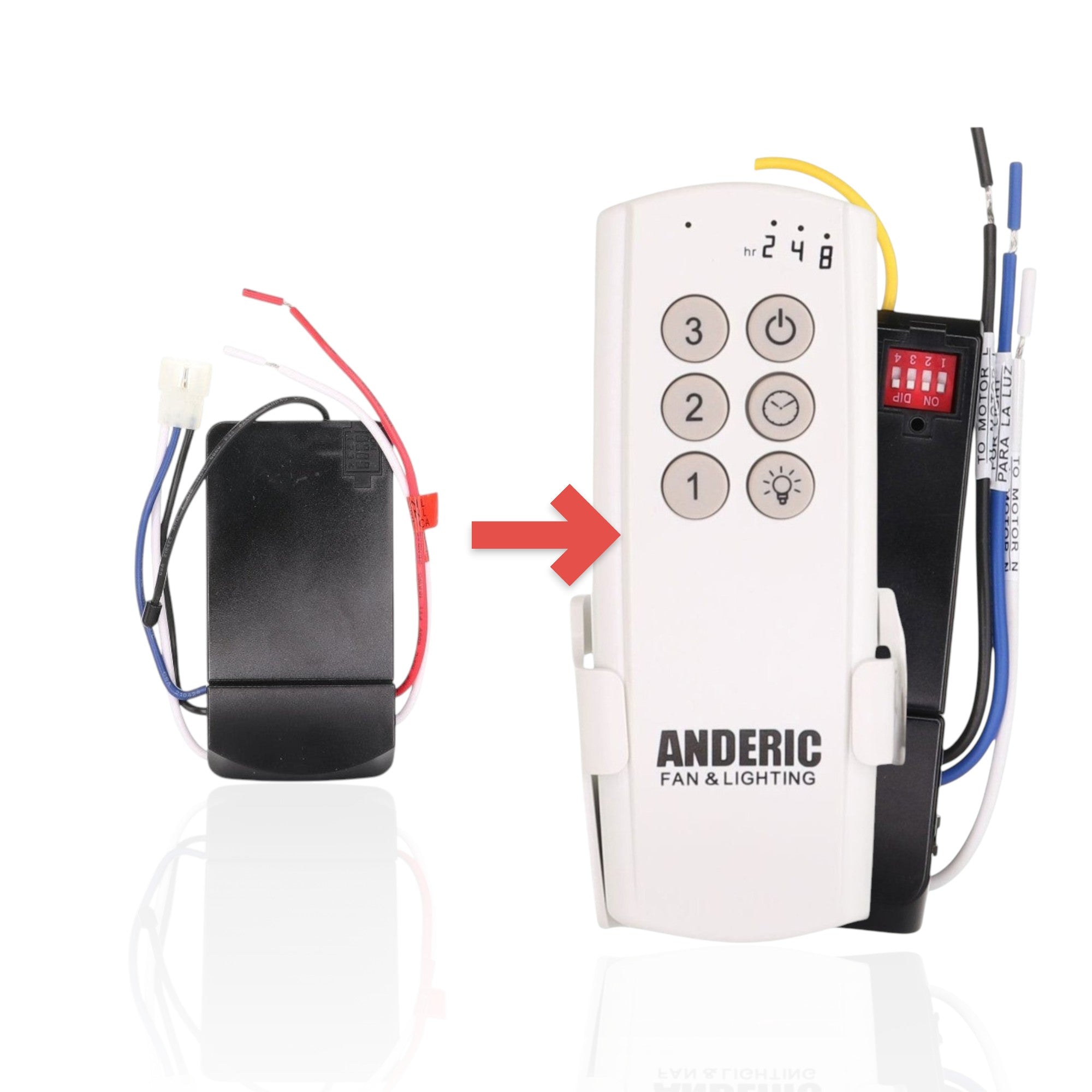Anderic Substitute Kit for Hampton Bay AP-8RDL Ceiling Fan Receiver [63T-AC83T-KIT]