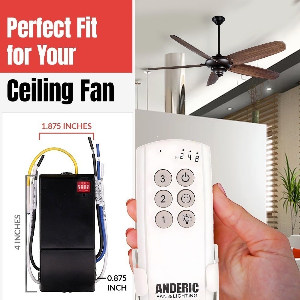 Anderic Substitute Kit for Anderic FAN42R Replacement Ceiling Fan Receiver for Harbor Breeze | 315MHz, FAN-42R [63T-AC83T-KIT]