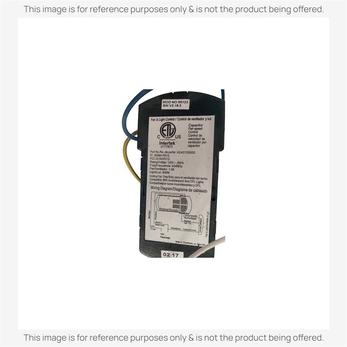 Anderic Substitute Kit for Hunter 99123 / IN2RX13 Ceiling Fan Receiver [63T-AC83T-KIT]